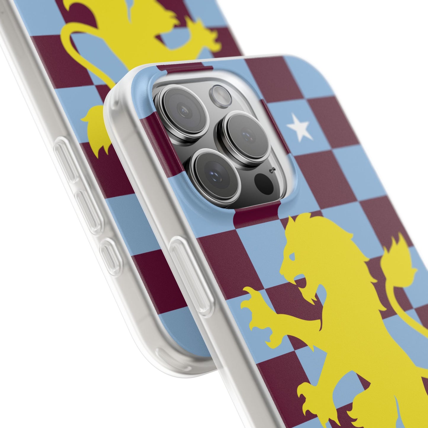 Aston Villa Claret & Blue Chequered iPhone Flexi Case - iPhone 16, 15, 14, Plus/Pro/Pro Max