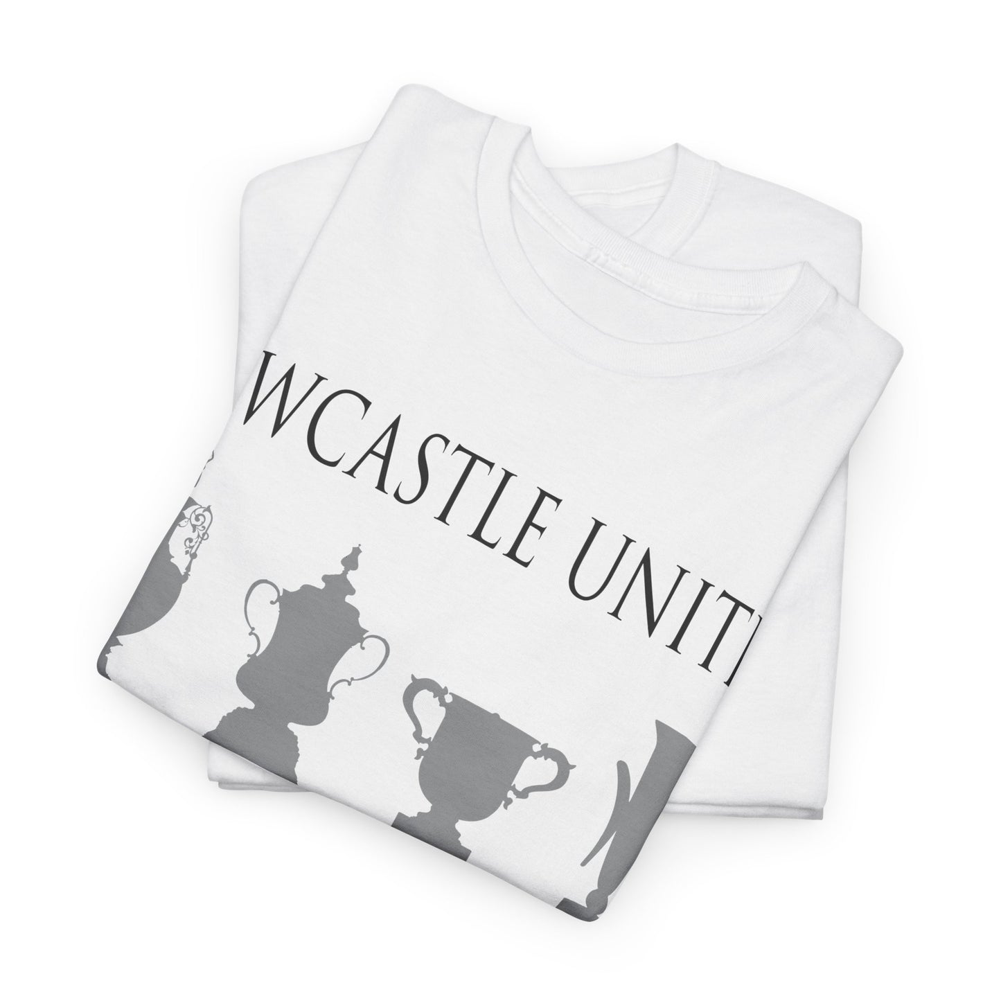 Newcastle United Trophies Unisex Heavy Cotton T-Shirt UPDATED - Black/White/Sport Grey/Charcoal