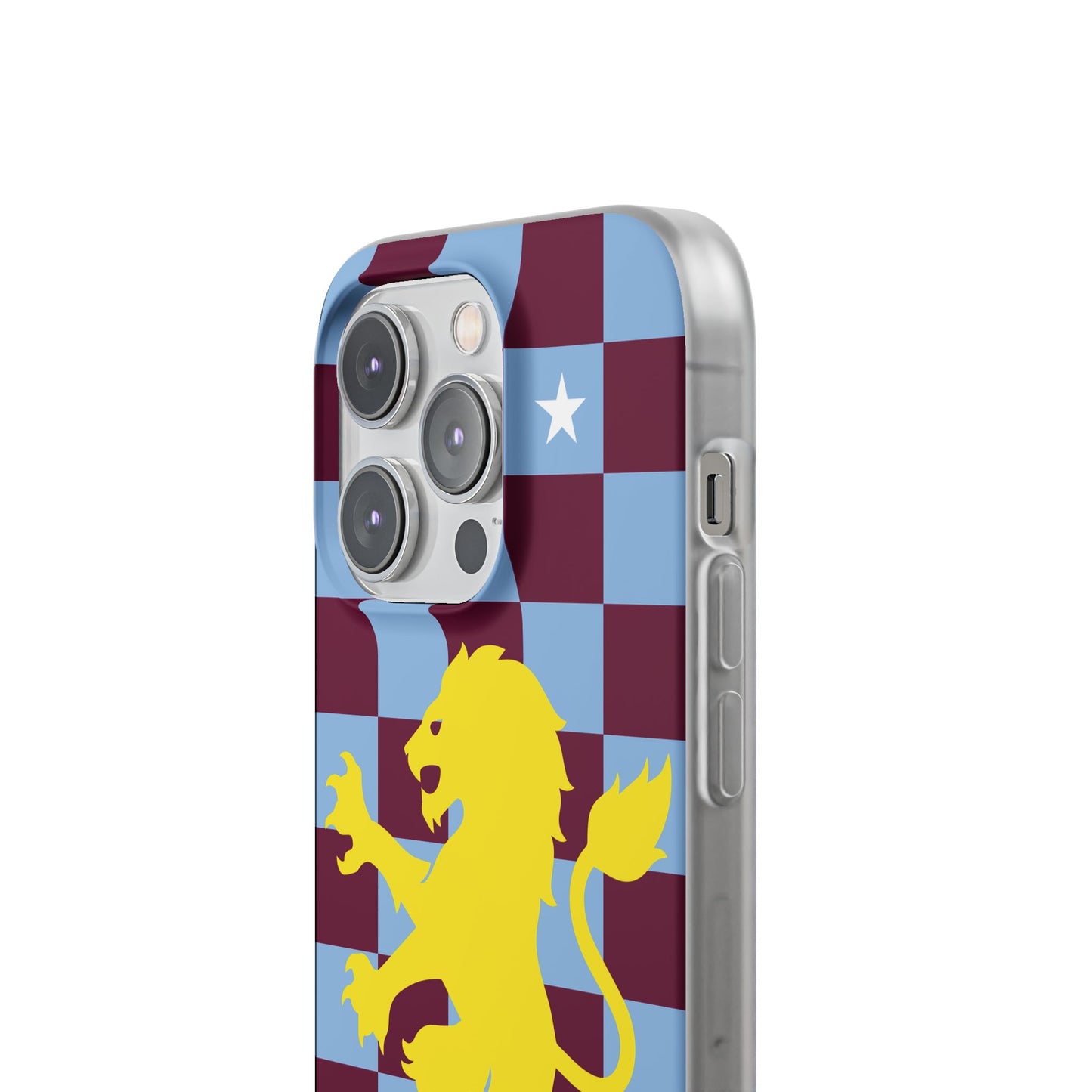 Aston Villa Claret & Blue Chequered iPhone Flexi Case - iPhone 16, 15, 14, Plus/Pro/Pro Max