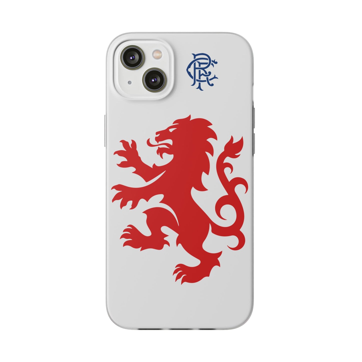 Rangers Lion & Monogram White iPhone Flexi Case - iPhone 16, 15, 14, Plus/Pro/Pro Max