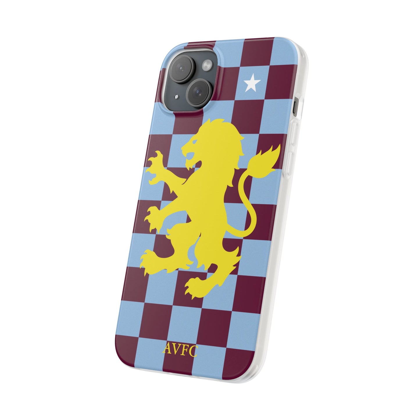 Aston Villa Claret & Blue Chequered iPhone Flexi Case - iPhone 16, 15, 14, Plus/Pro/Pro Max