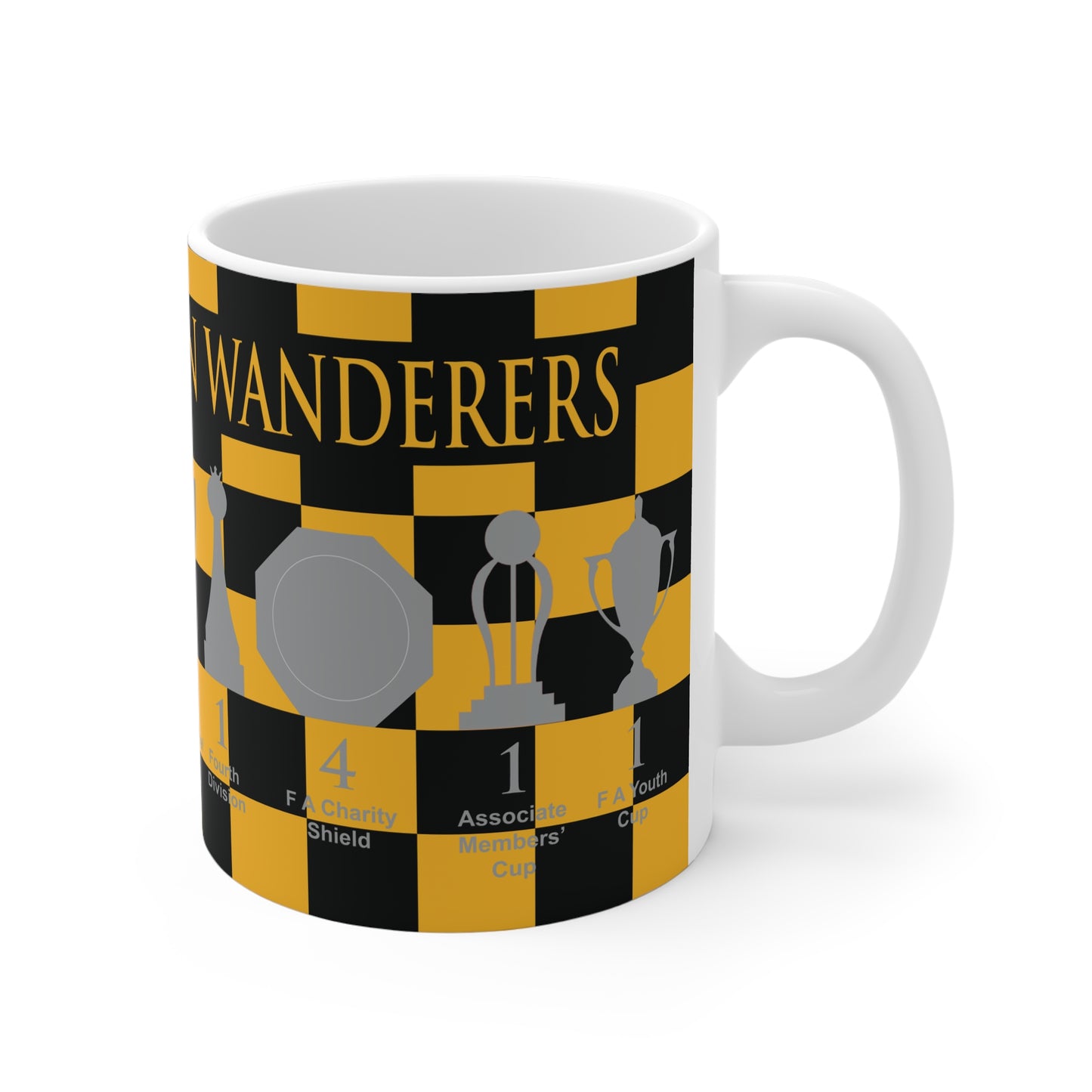 Wolverhampton Wanderers Chequered Trophies Mug - Gold Header Text