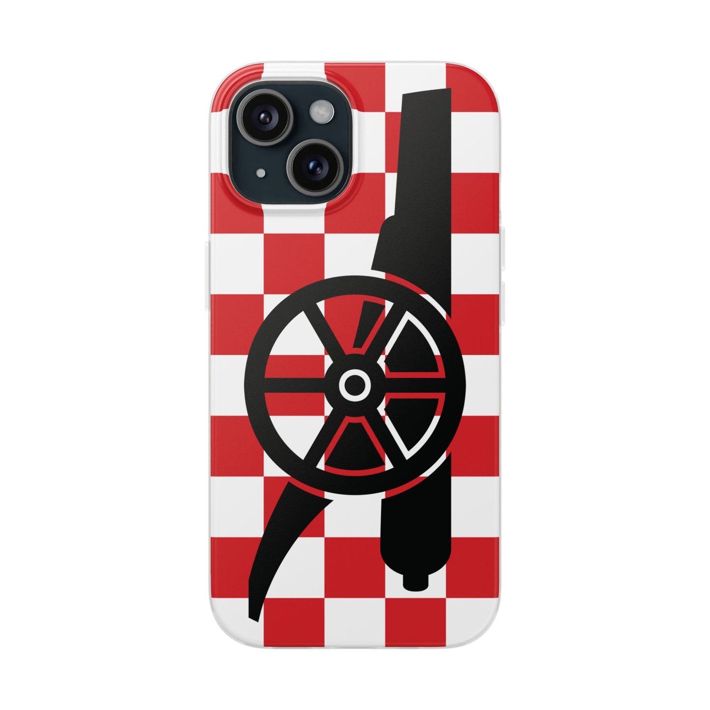 Arsenal Cannon Red & White Chequered iPhone Flexi Case - iPhone 16, 15, 14, Plus/Pro/Pro Max
