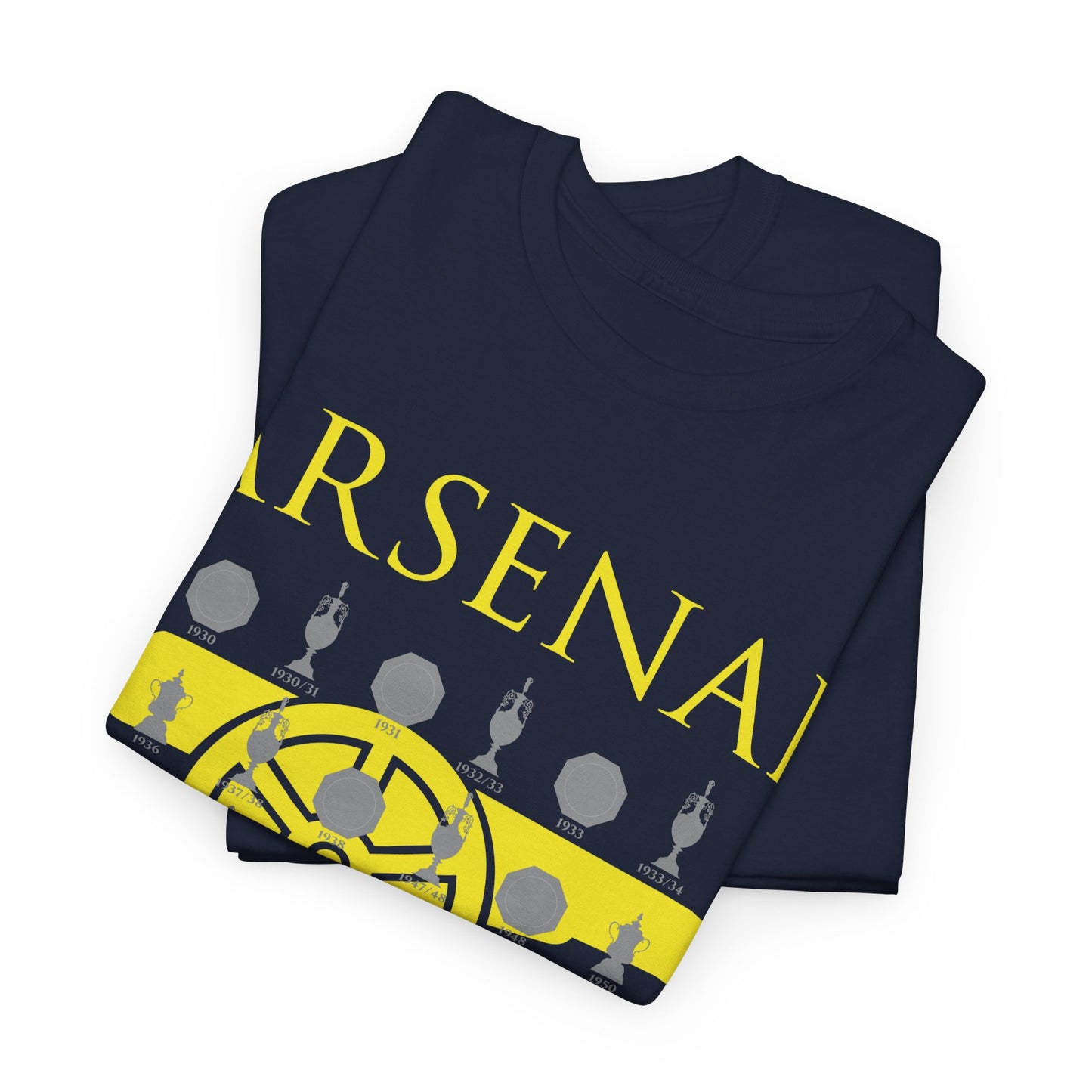 Arsenal Cannon & Trophies Collection Unisex Heavy Cotton T-Shirt - Red/Black/White/Sport Grey/Royal/Gold/Navy