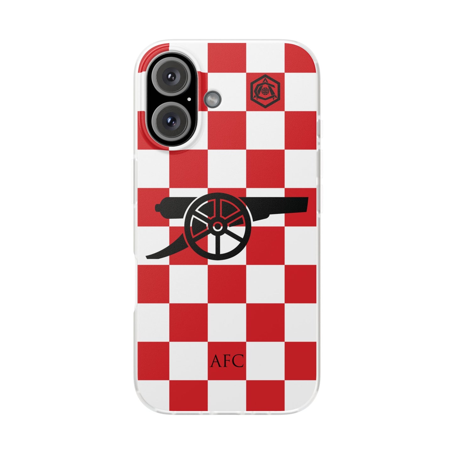 Arsenal Red & White Chequered Cannon & Monogram iPhone Flexi Case - iPhone 16, 15, 14, Plus/Pro/Pro Max