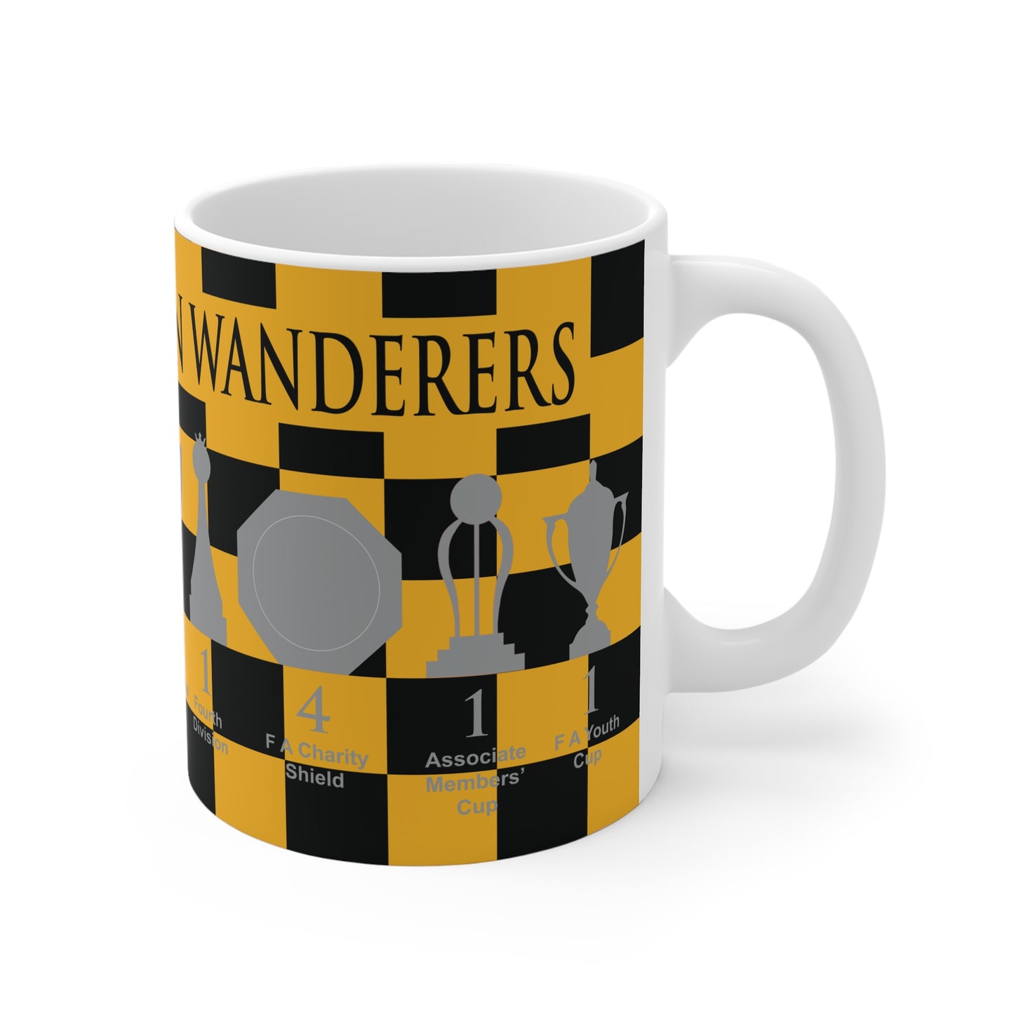 Wolverhampton Wanderers Chequered Trophies Mug - Black Header Text