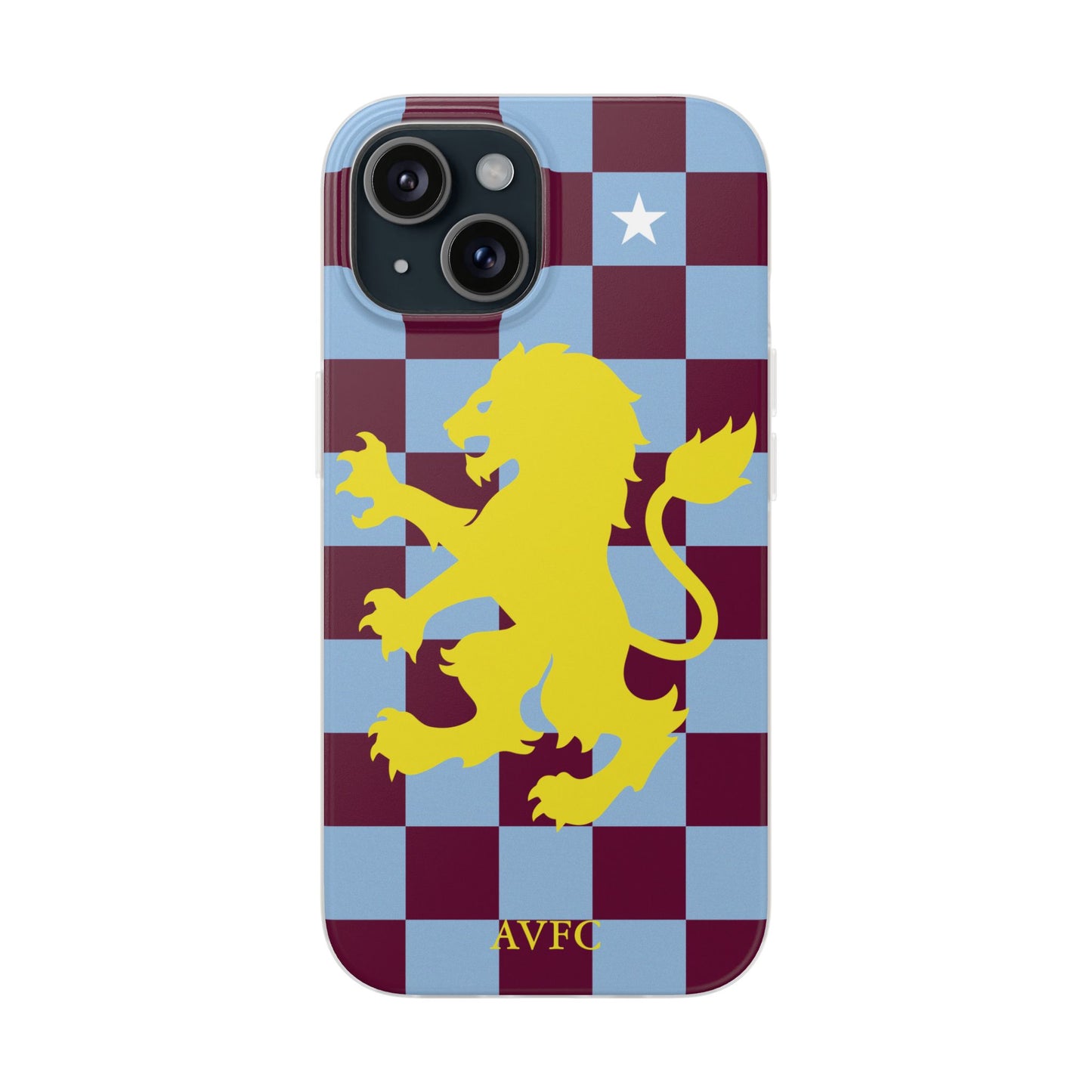 Aston Villa Claret & Blue Chequered iPhone Flexi Case - iPhone 16, 15, 14, Plus/Pro/Pro Max