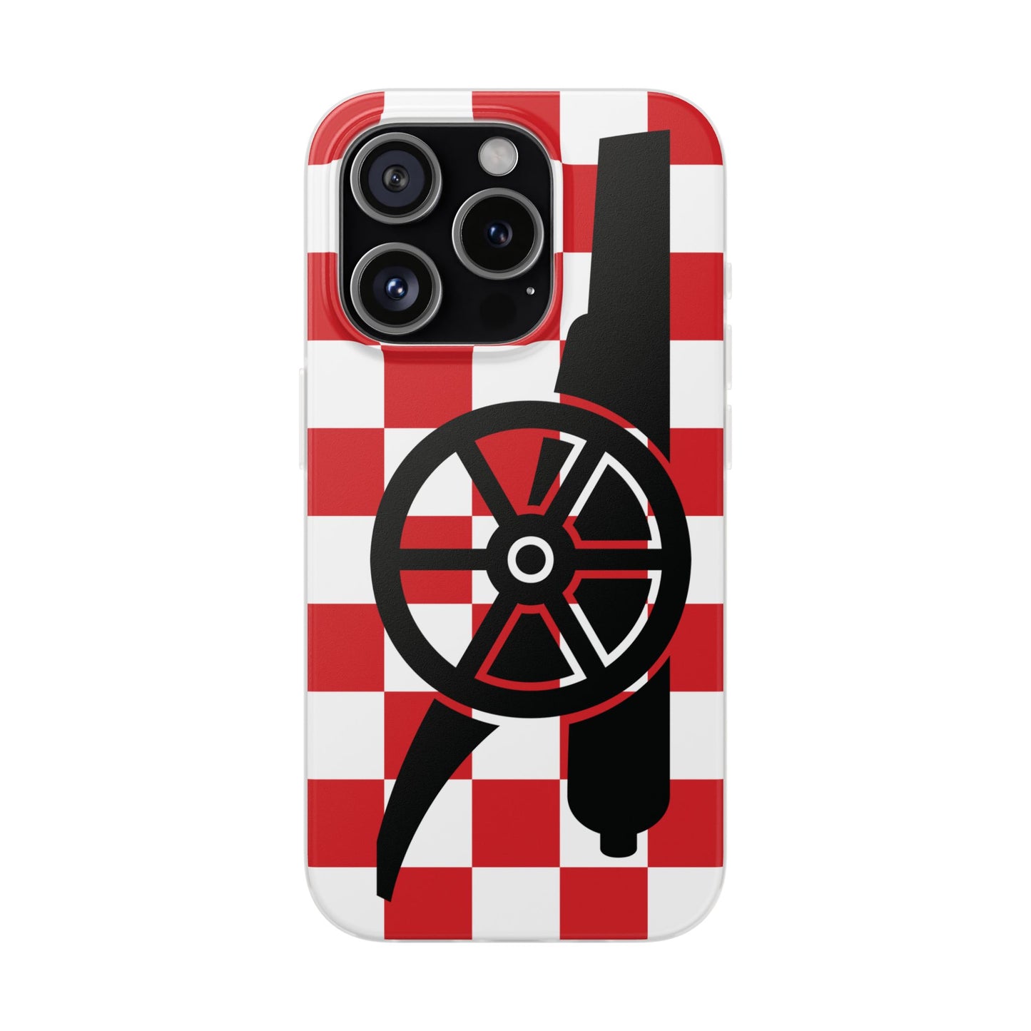 Arsenal Cannon Red & White Chequered iPhone Flexi Case - iPhone 16, 15, 14, Plus/Pro/Pro Max