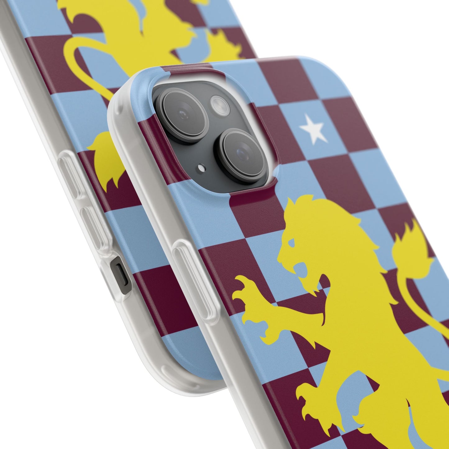 Aston Villa Claret & Blue Chequered iPhone Flexi Case - iPhone 16, 15, 14, Plus/Pro/Pro Max