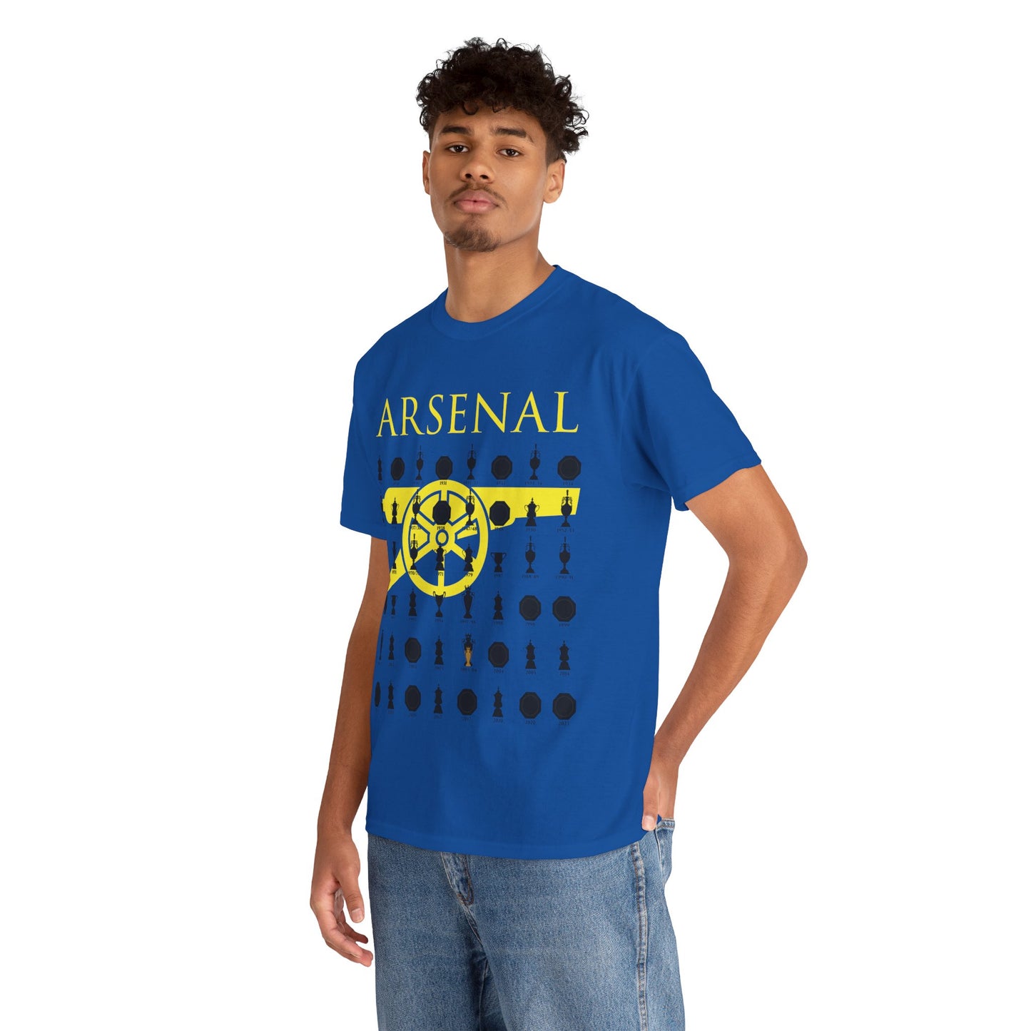 Arsenal Cannon & Trophies Collection Unisex Heavy Cotton T-Shirt - Red/Black/White/Sport Grey/Royal/Gold/Navy