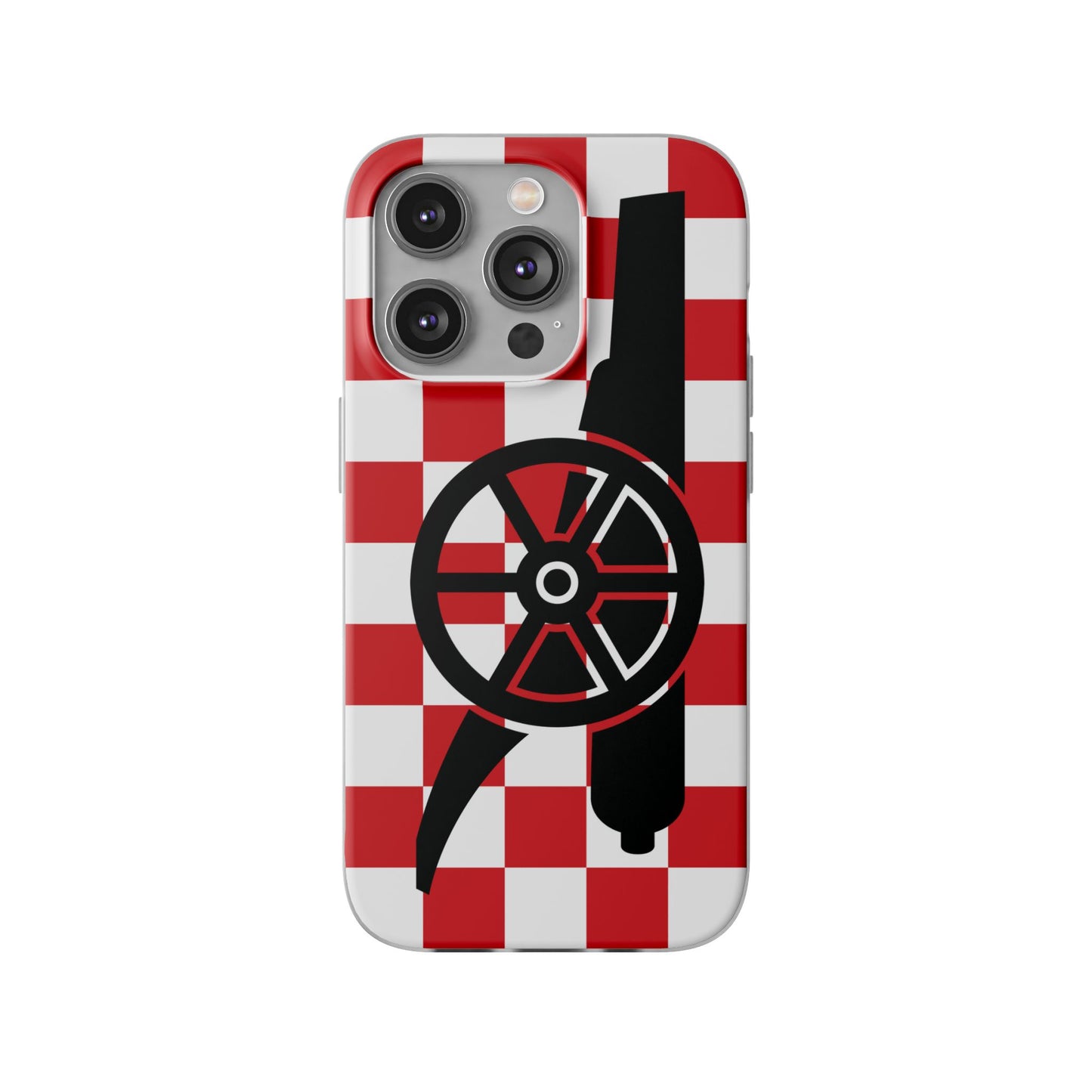 Arsenal Cannon Red & White Chequered iPhone Flexi Case - iPhone 16, 15, 14, Plus/Pro/Pro Max