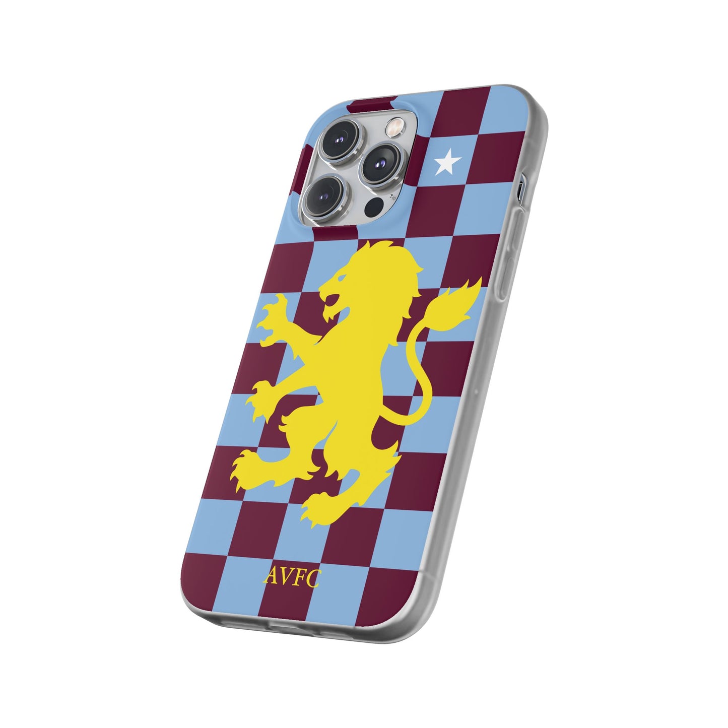 Aston Villa Claret & Blue Chequered iPhone Flexi Case - iPhone 16, 15, 14, Plus/Pro/Pro Max