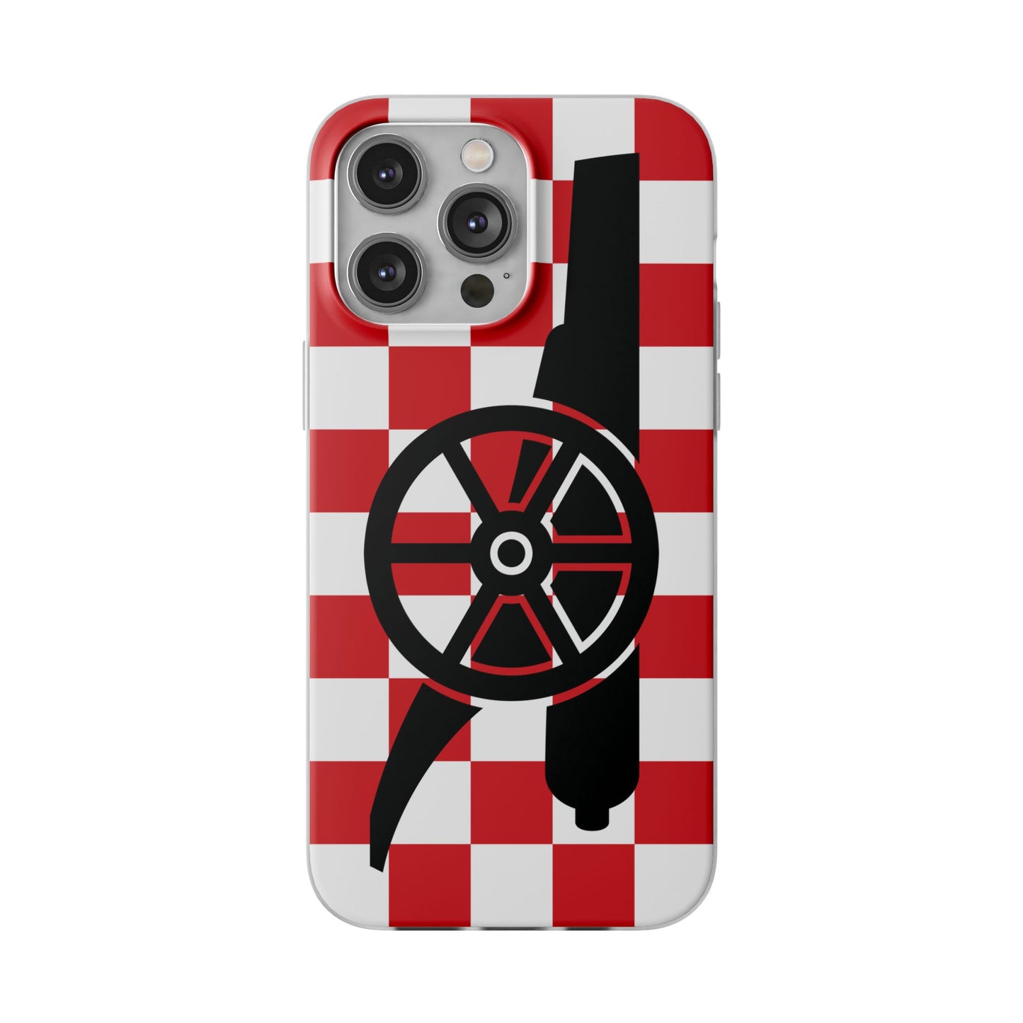 Arsenal Cannon Red & White Chequered iPhone Flexi Case - iPhone 16, 15, 14, Plus/Pro/Pro Max
