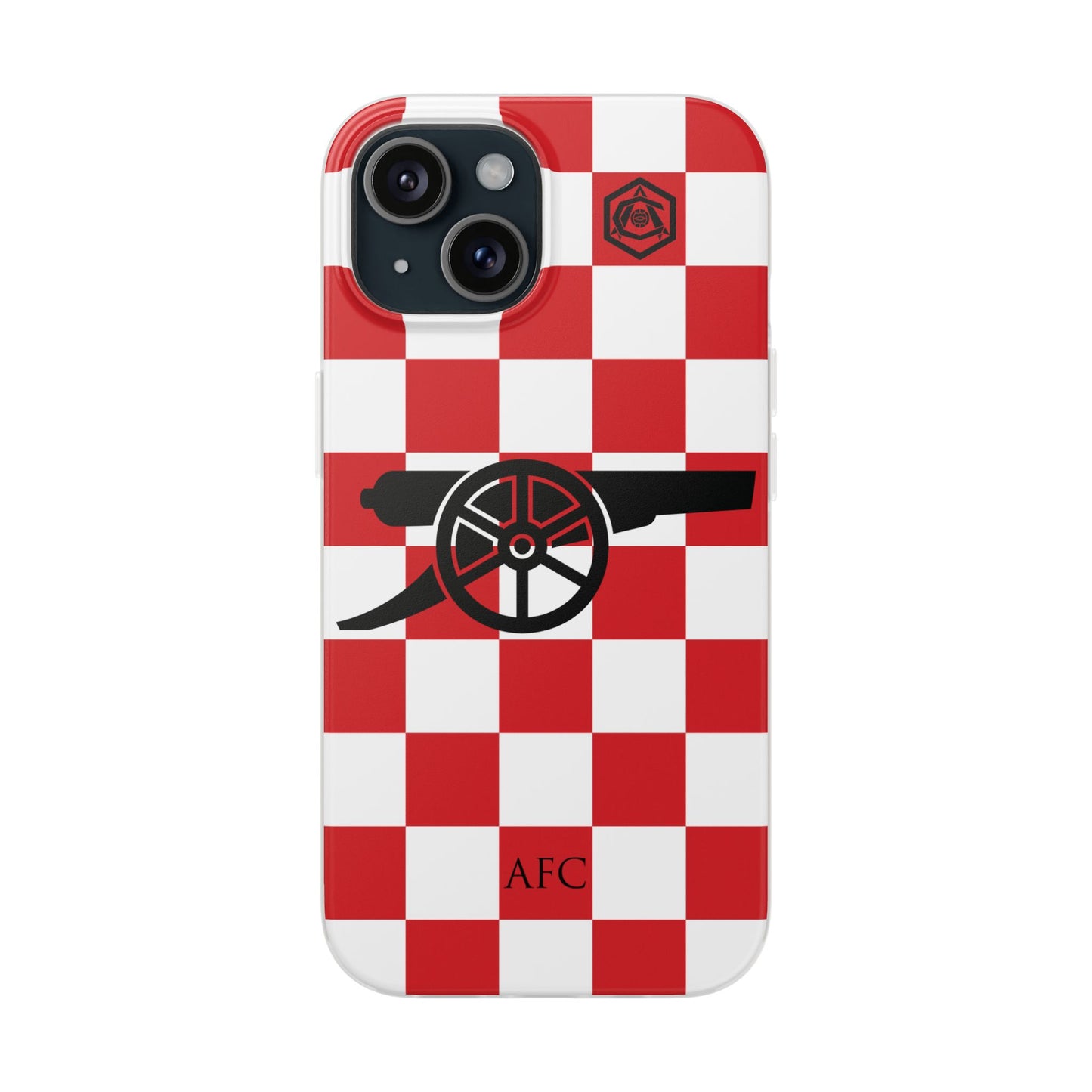 Arsenal Red & White Chequered Cannon & Monogram iPhone Flexi Case - iPhone 16, 15, 14, Plus/Pro/Pro Max