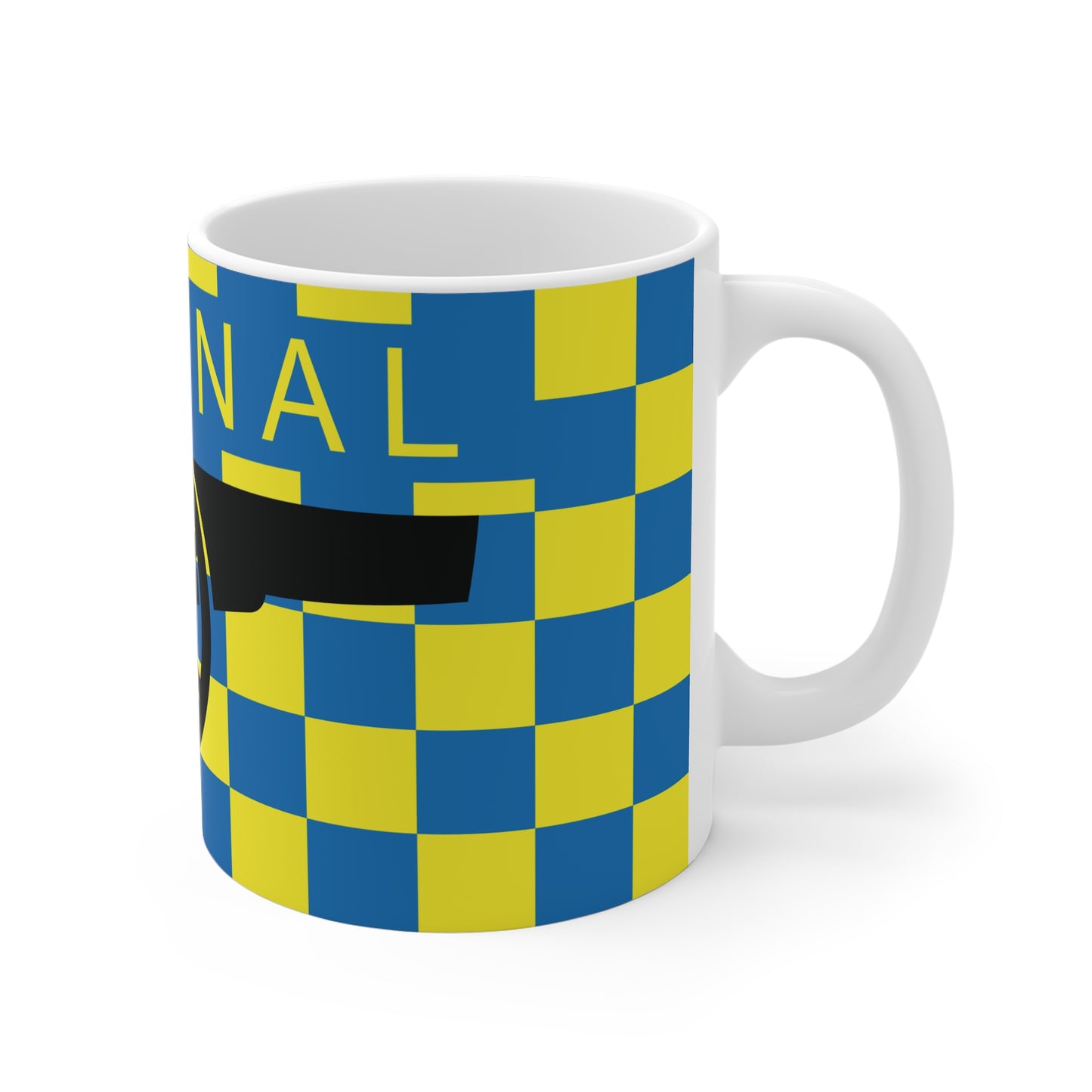 Arsenal Yellow & Blue Chequered Cannon Mug