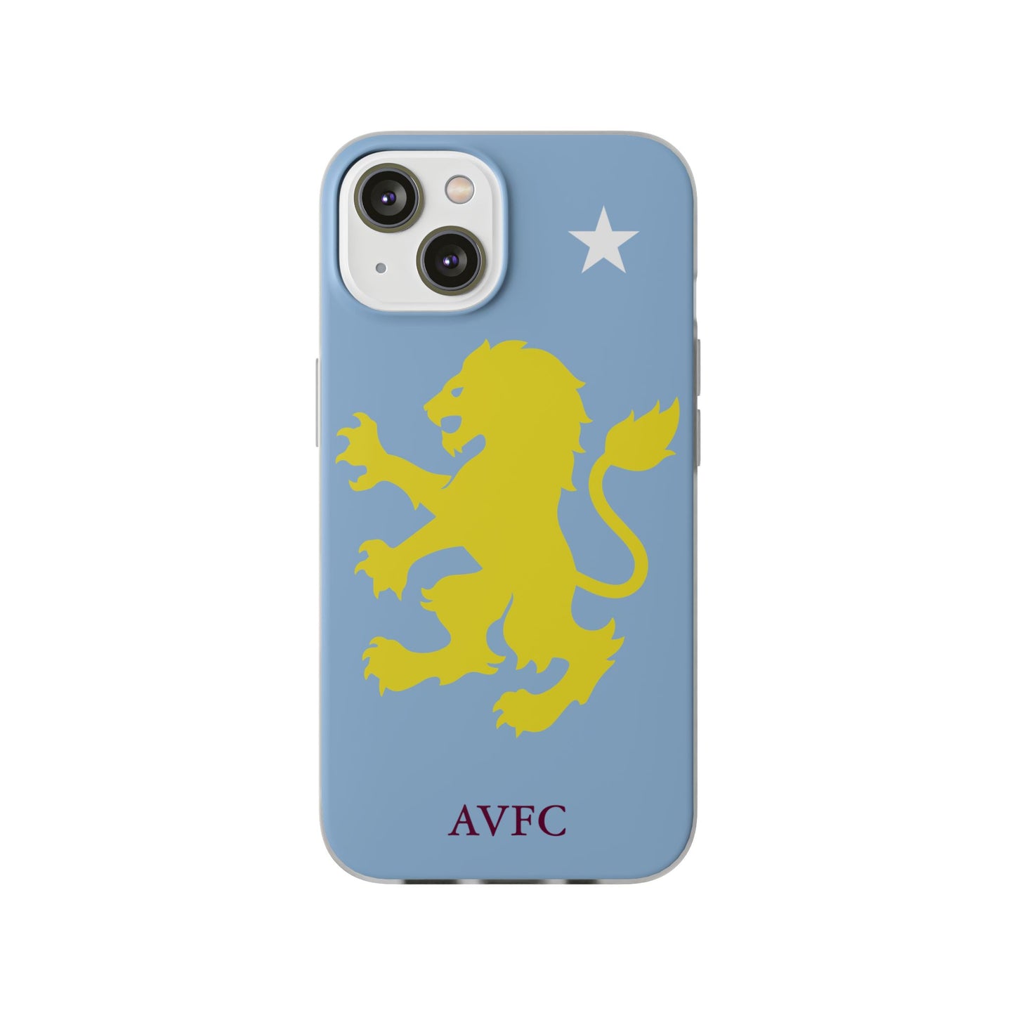 Aston Villa iPhone Flexi Case - iPhone 16, 15, 14, Plus/Pro/Pro Max - Blue, Yellow Lion