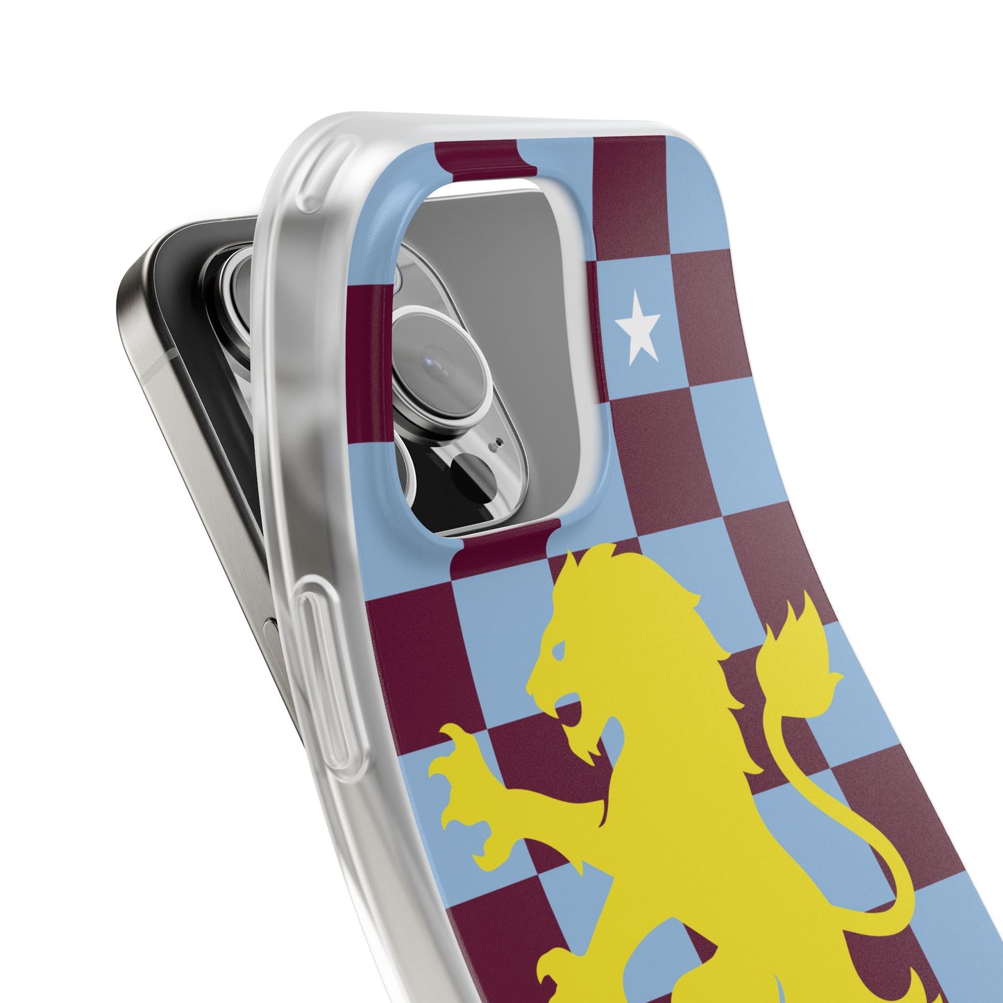 Aston Villa Claret & Blue Chequered iPhone Flexi Case - iPhone 16, 15, 14, Plus/Pro/Pro Max