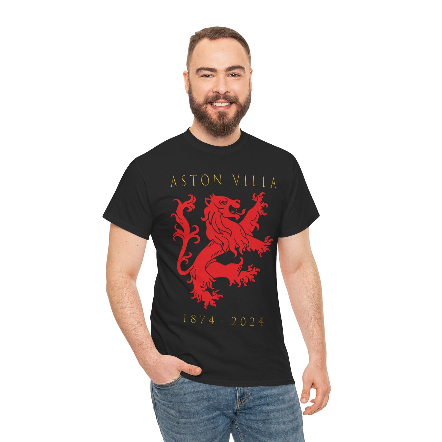 Aston Villa 150th Anniversary Unisex Heavy Cotton T-Shirt - Black