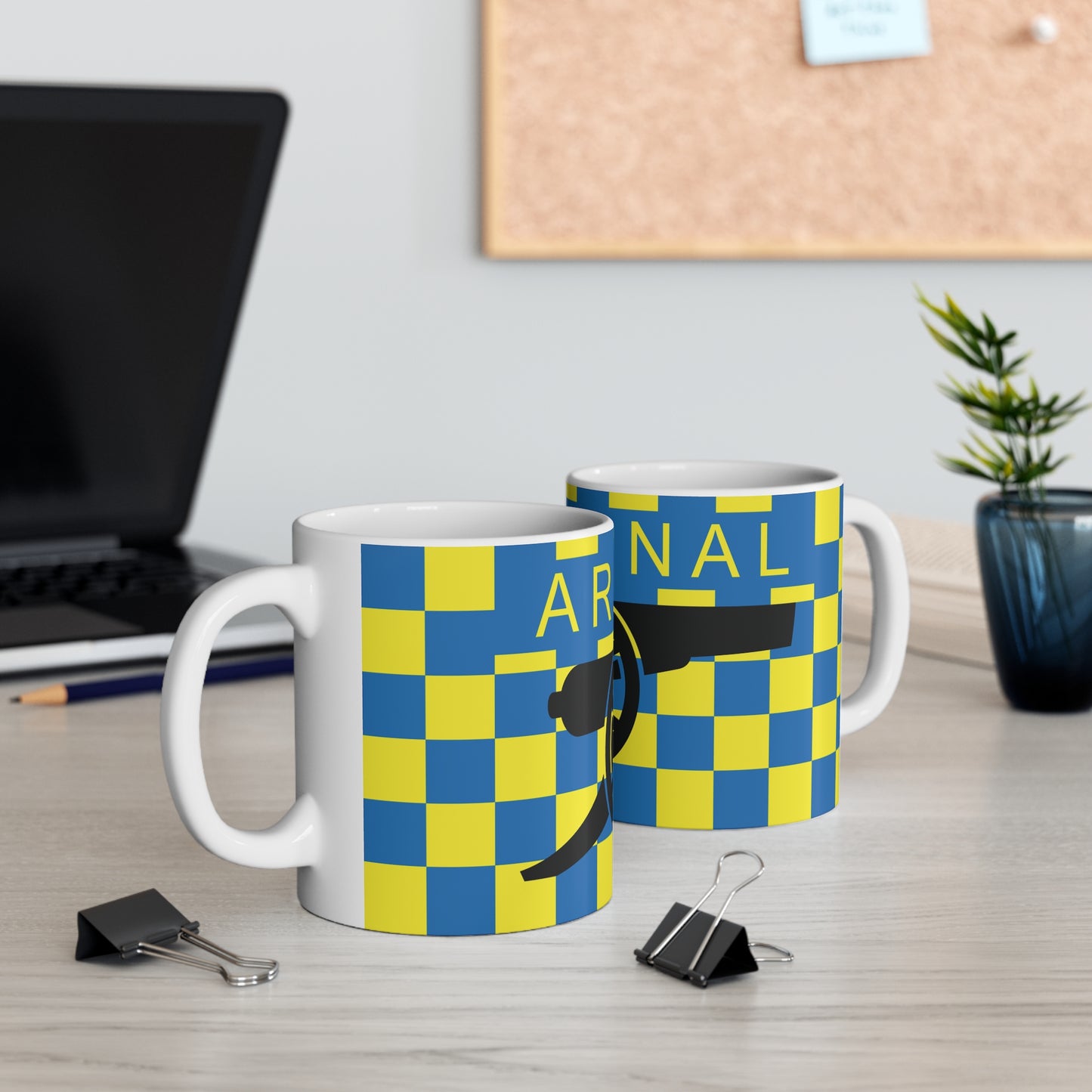 Arsenal Yellow & Blue Chequered Cannon Mug