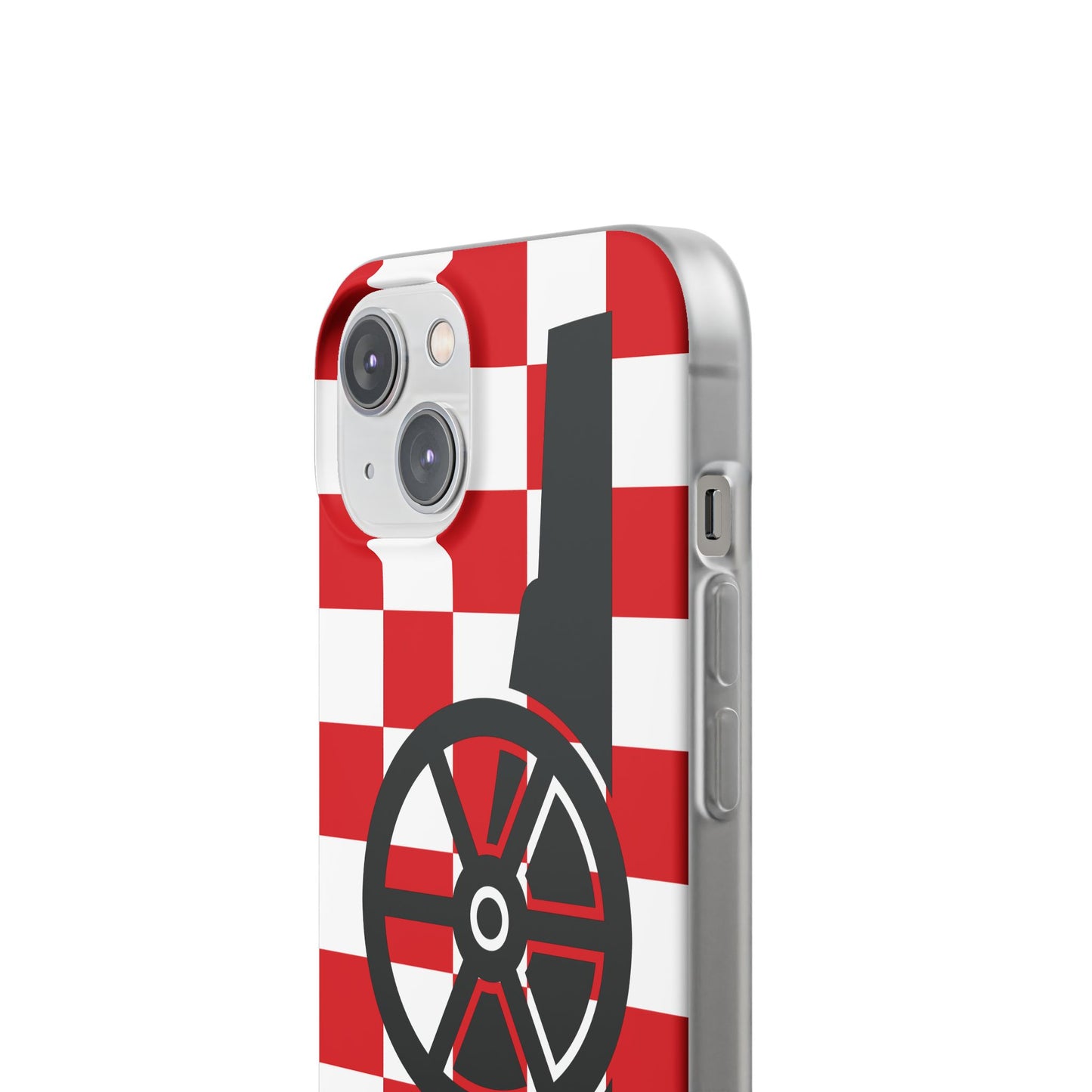 Arsenal Cannon Red & White Chequered iPhone Flexi Case - iPhone 16, 15, 14, Plus/Pro/Pro Max