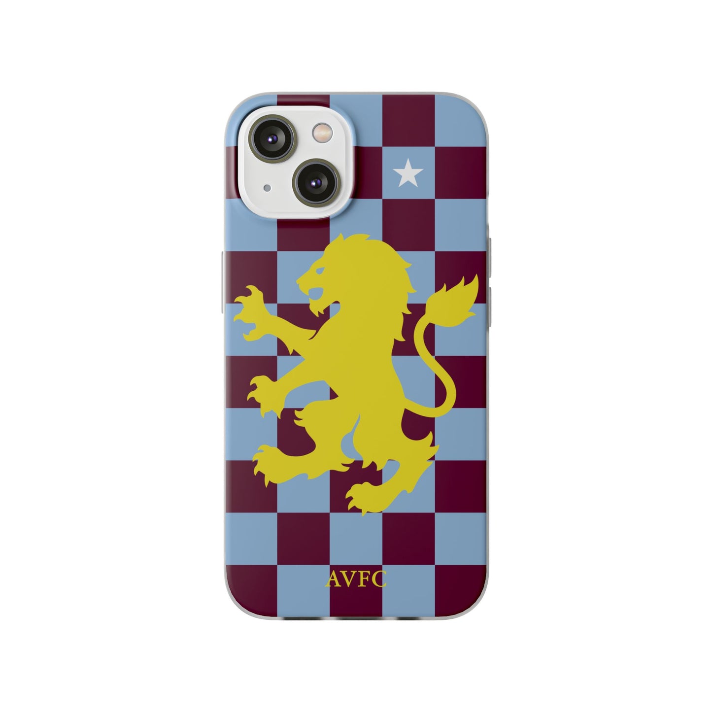 Aston Villa Claret & Blue Chequered iPhone Flexi Case - iPhone 16, 15, 14, Plus/Pro/Pro Max