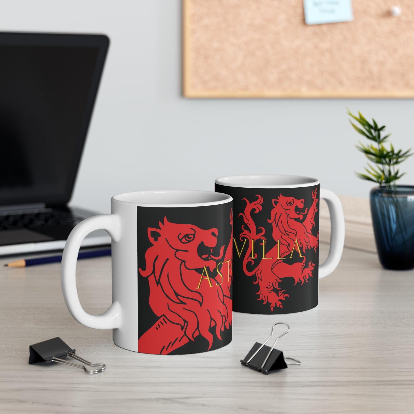 Aston Villa 150th Anniversary Lion Mug - Black