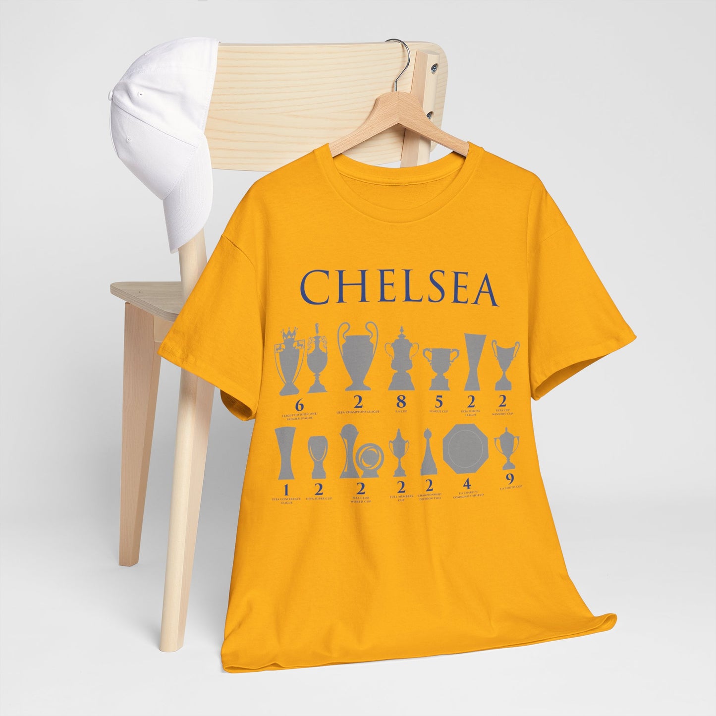 Chelsea Trophies Unisex Heavy Cotton T-Shirt - Royal/White/Black/Gold/Navy