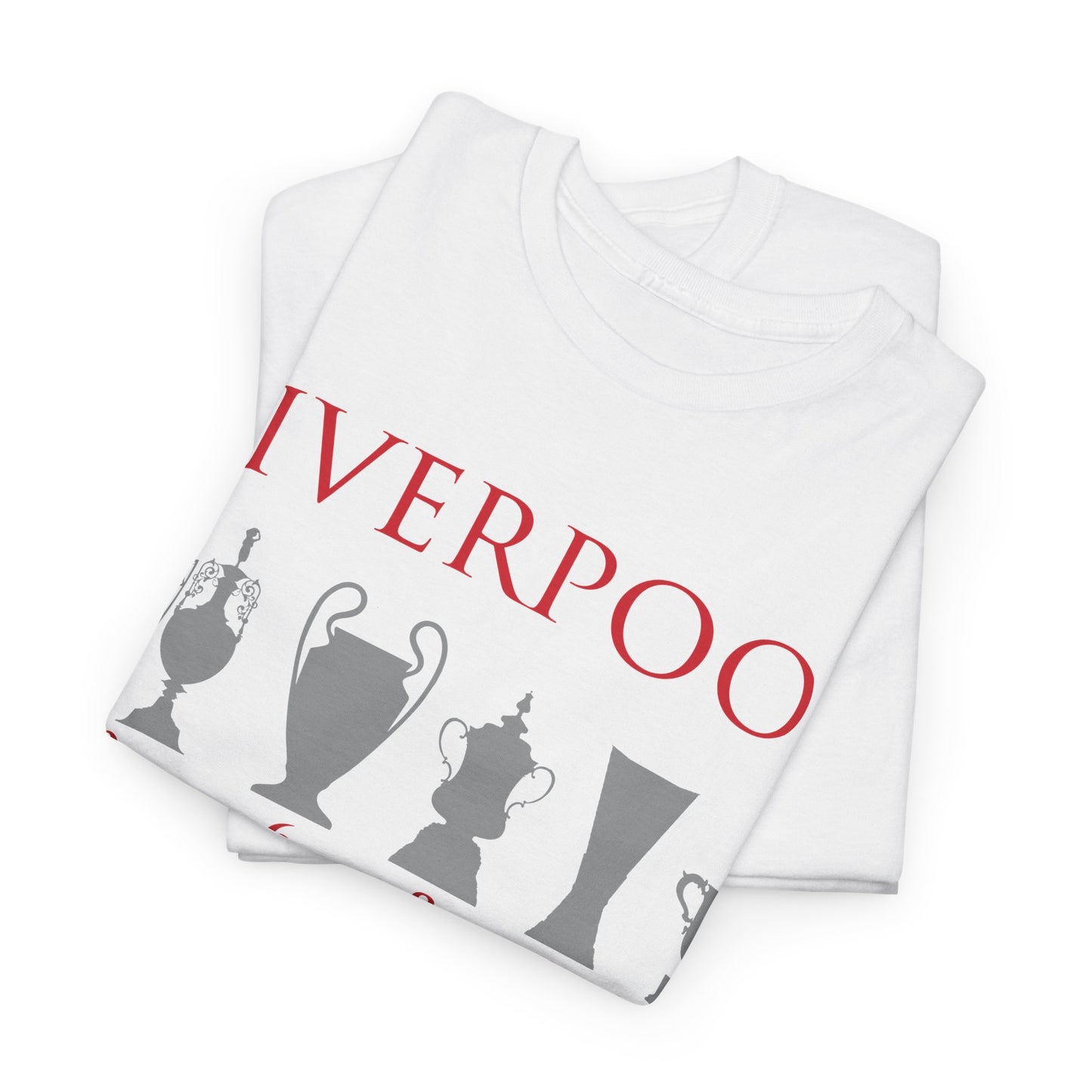 Liverpool Trophies Unisex Heavy Cotton T-Shirt - Red/White/Black/Gold