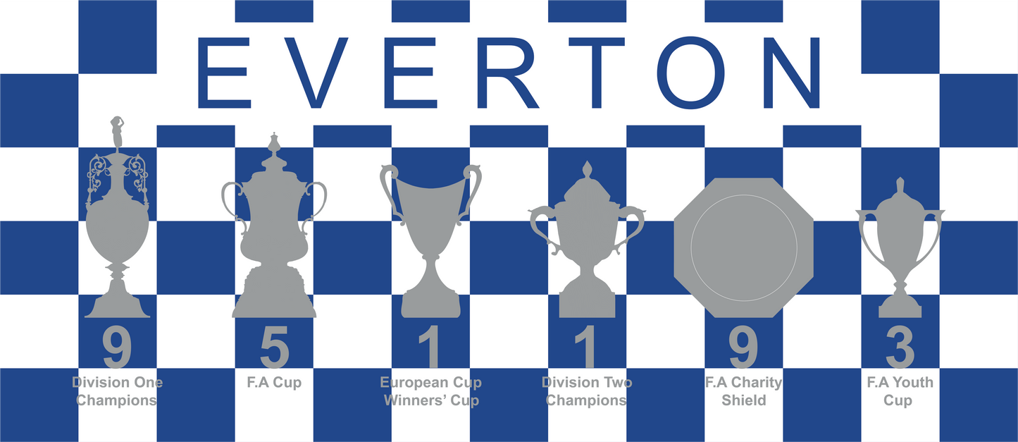 Everton Blue & White Chequered Trophies Mug