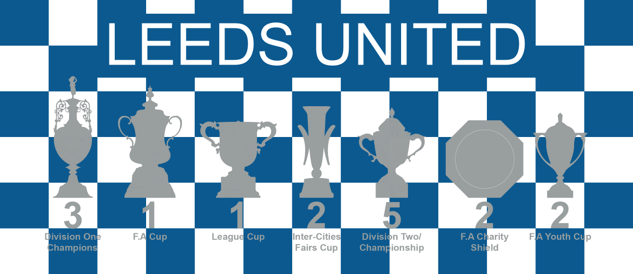 Leeds United Blue & White Chequered Trophies Mug