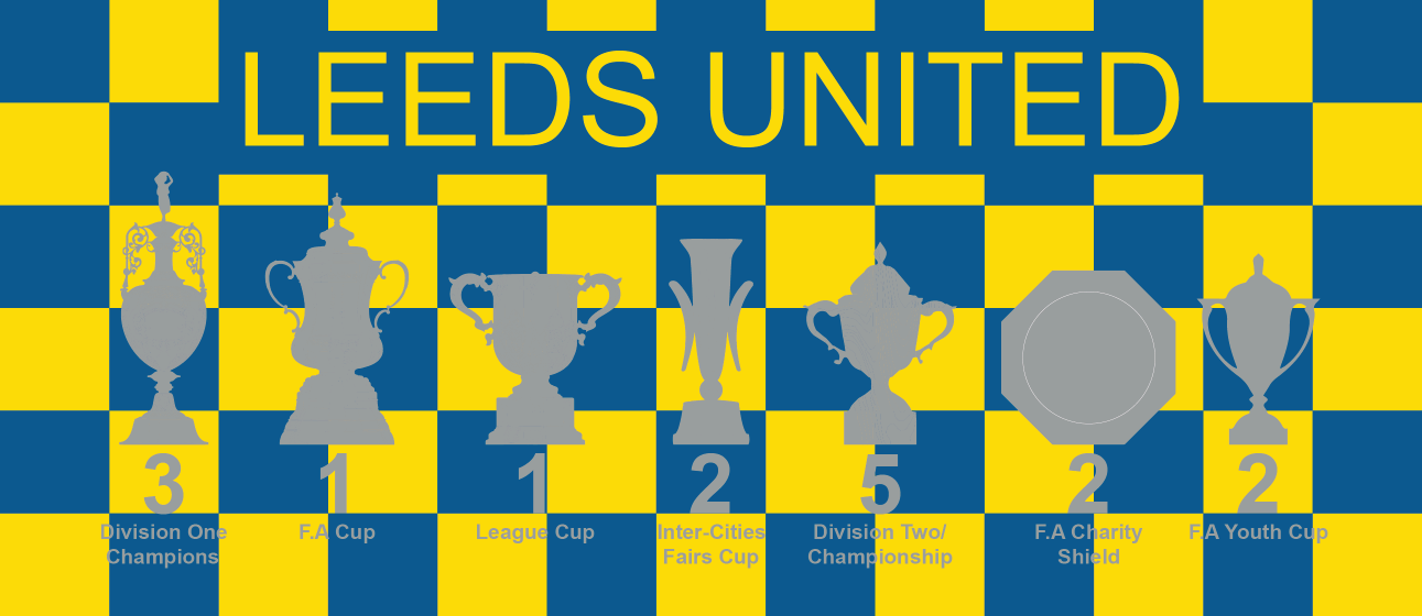 Leeds United Yellow & Blue Chequered Trophies Mug