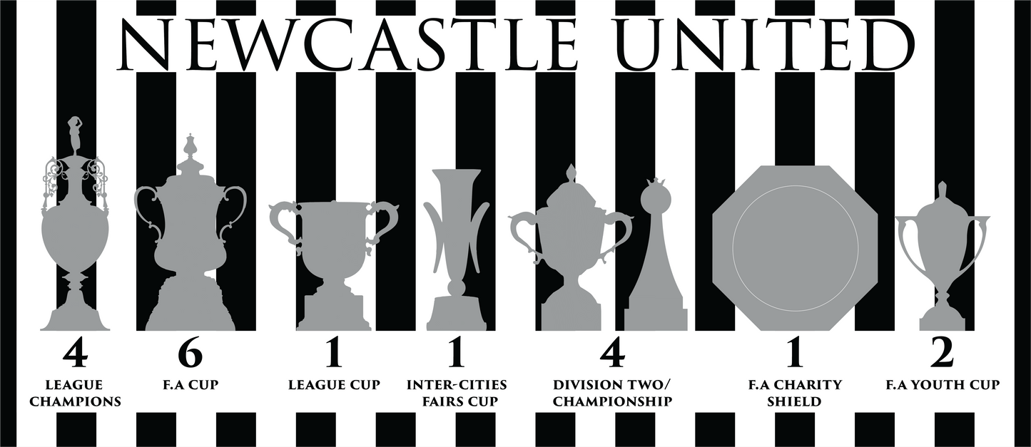 Newcastle United Trophies Mug UPDATED - Stripes - Black Text