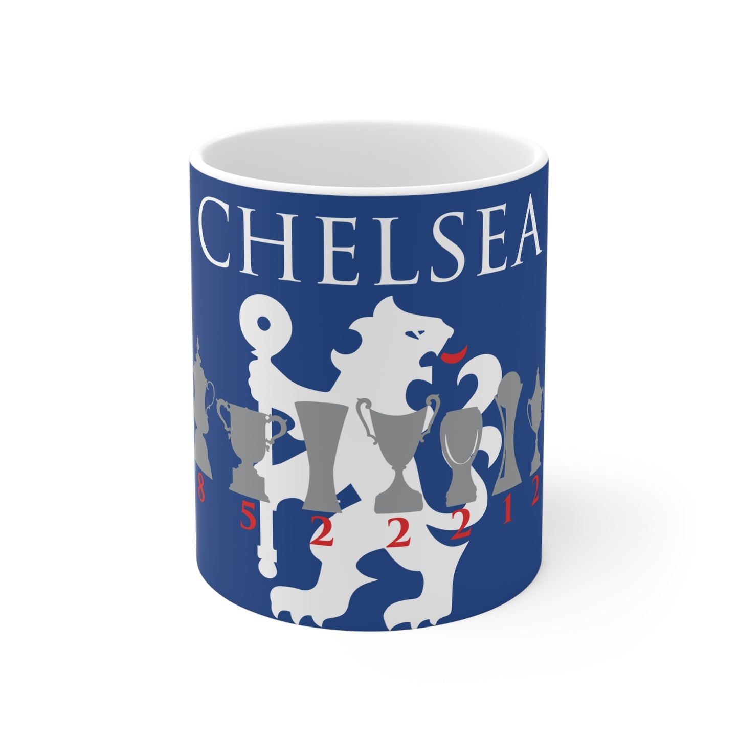 Chelsea Trophies & Lion Mug - Blue