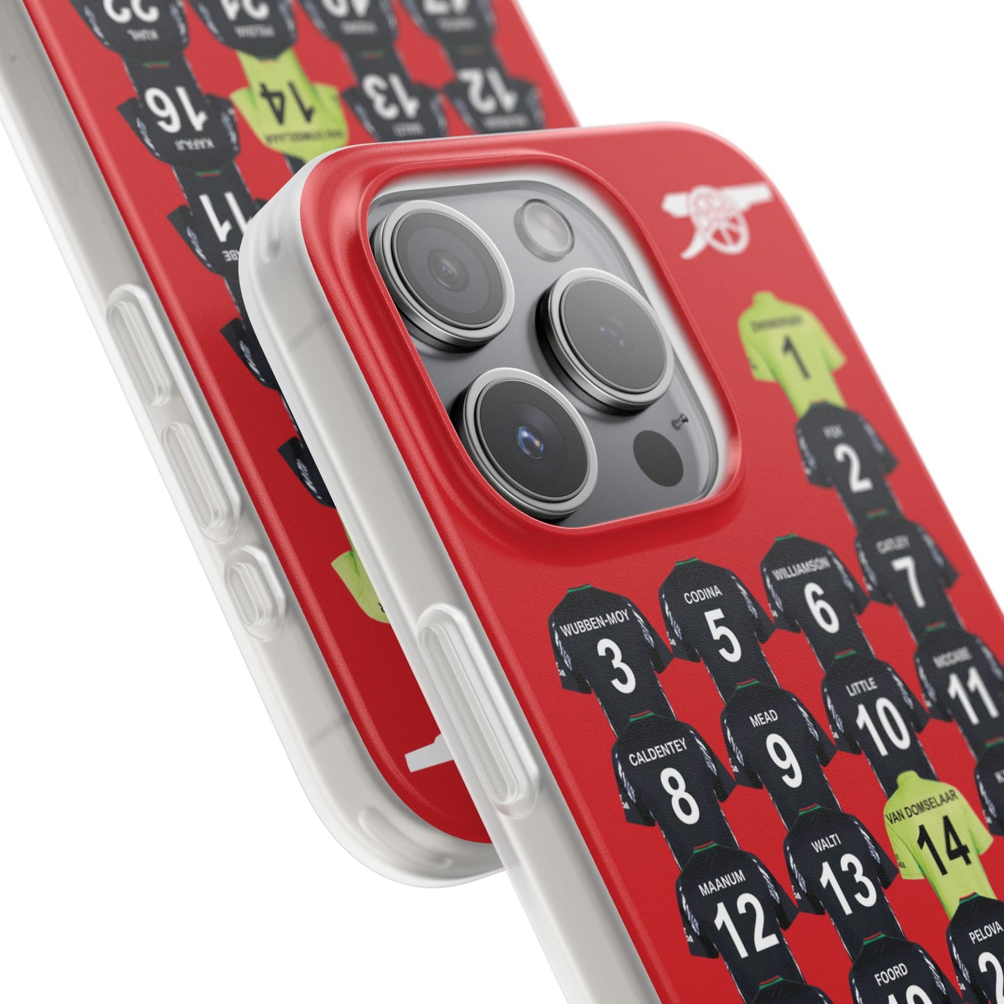 Arsenal Women Away Kit iPhone Flexi Case - iPhone 16, 15, 14, 13, 12, Mini/Plus/Pro/Pro Max - Red