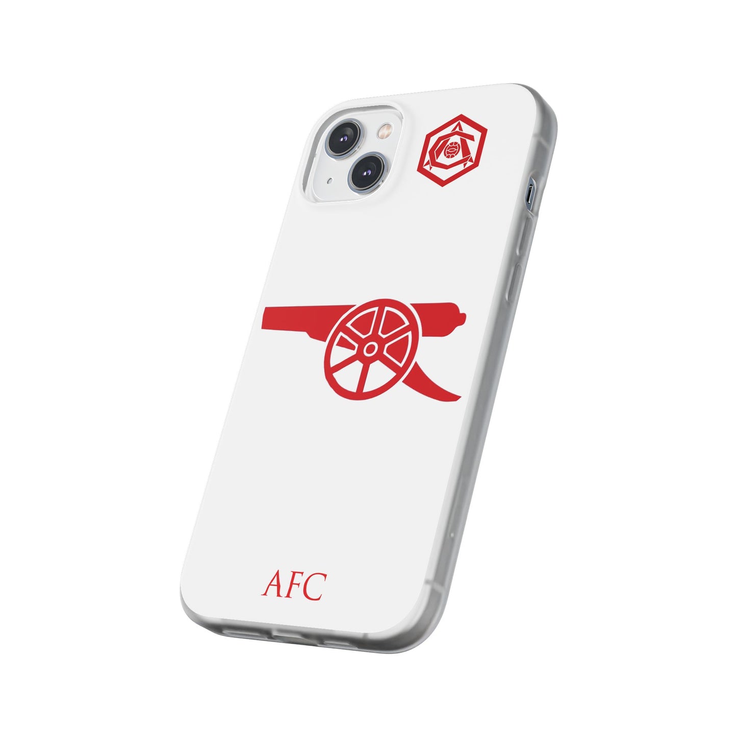 Arsenal Cannon & Monogram White iPhone Flexi Case - iPhone 16, 15, 14, Plus/Pro/Pro Max