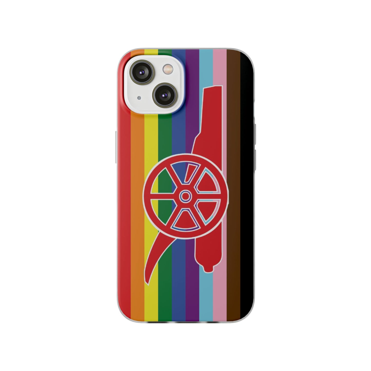 Arsenal Cannon Rainbow iPhone Flexi Case - iPhone 16, 15, 14, Plus/Pro/Pro Max