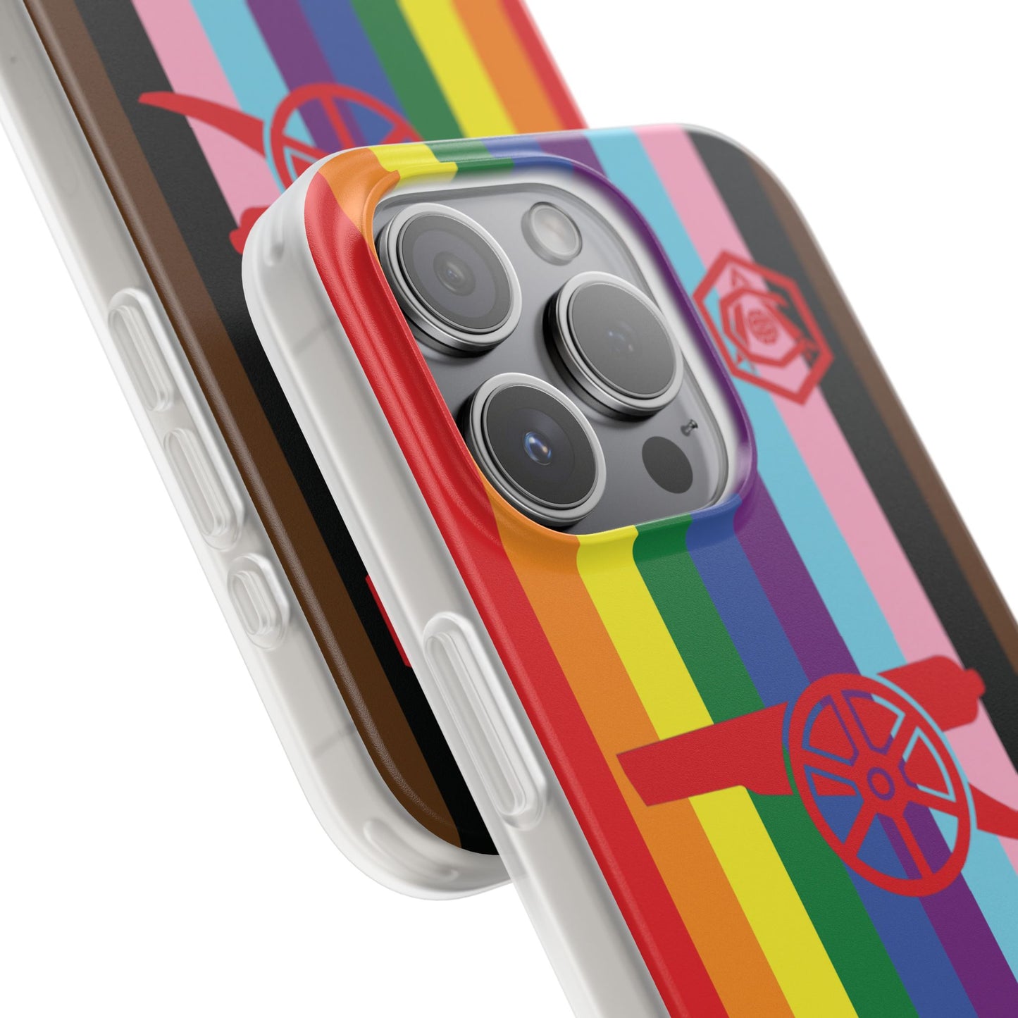 Arsenal Cannon & Monogram Rainbow iPhone Flexi Case - iPhone 16, 15, 14, Plus/Pro/Pro Max