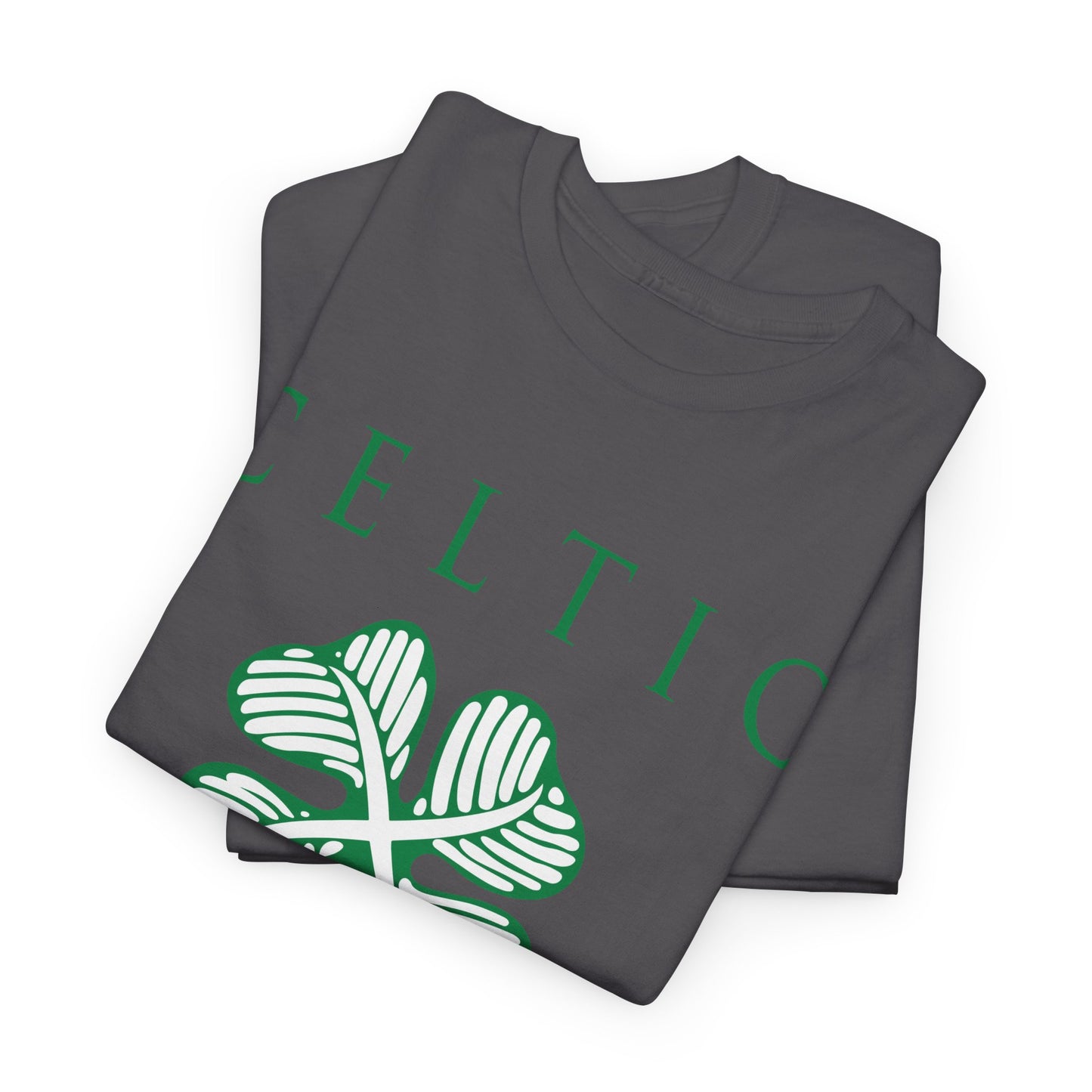 Celtic Clover & Trophies Unisex Heavy Cotton T-Shirt - Irish Green/Black/White/Gold/Sport Grey/Charcoal/Military Green/Forest Green