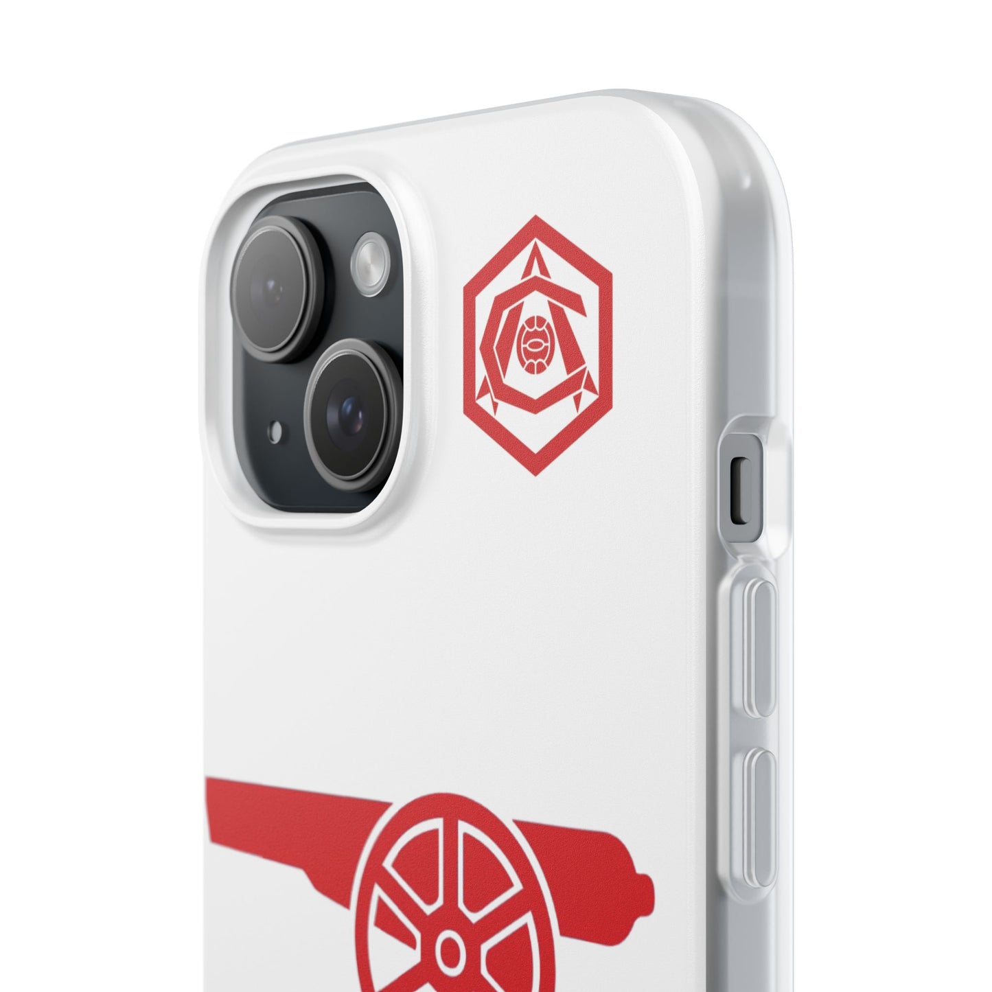 Arsenal Cannon & Monogram White iPhone Flexi Case - iPhone 16, 15, 14, Plus/Pro/Pro Max