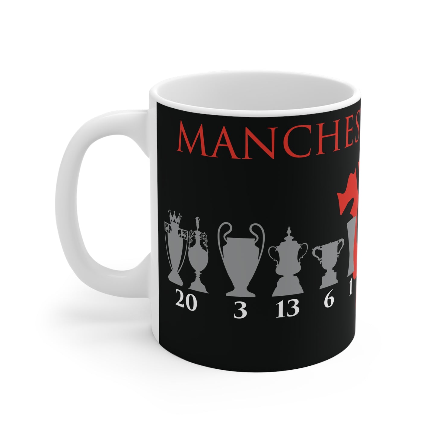 Manchester United Trophies & Red Devil Mug - Black