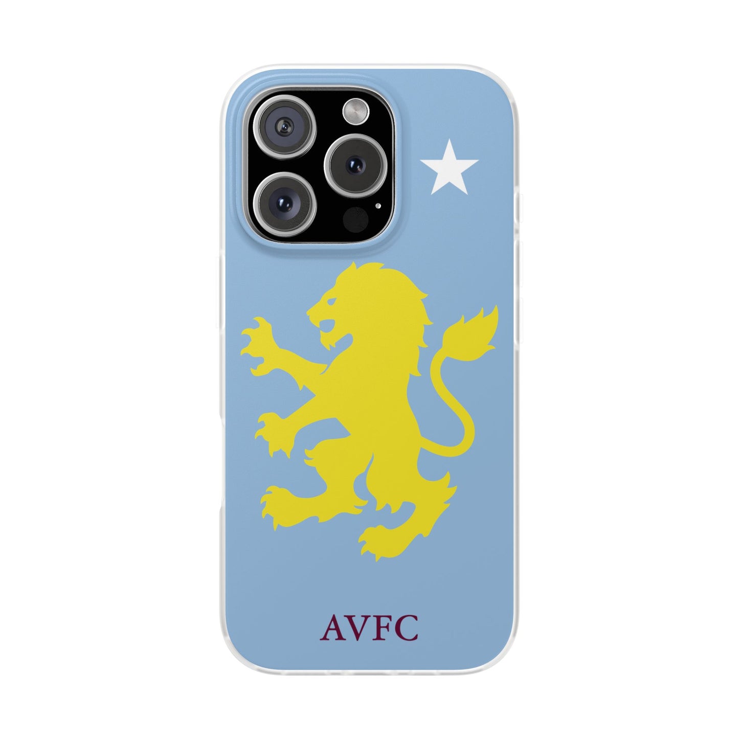 Aston Villa iPhone Flexi Case - iPhone 16, 15, 14, Plus/Pro/Pro Max - Blue, Yellow Lion