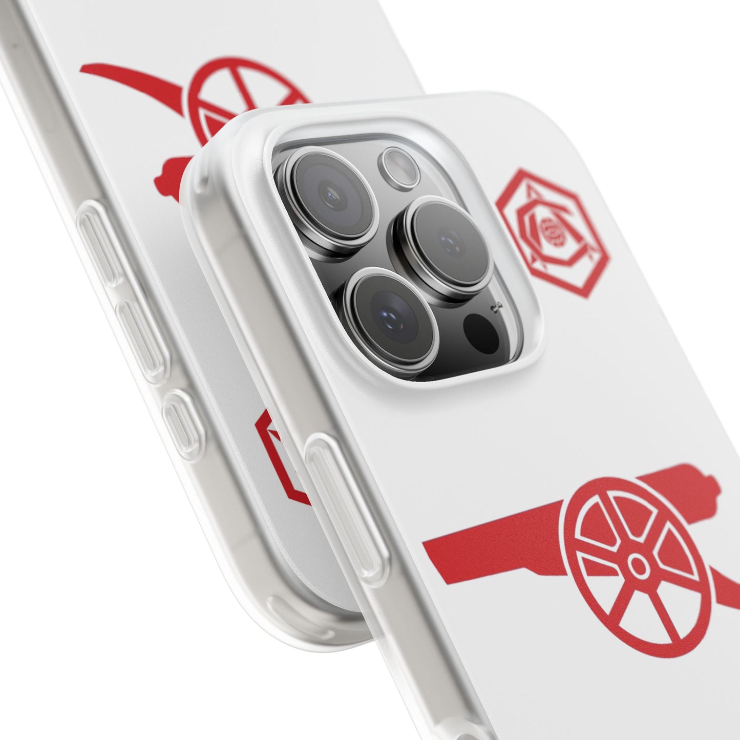 Arsenal Cannon & Monogram White iPhone Flexi Case - iPhone 16, 15, 14, Plus/Pro/Pro Max