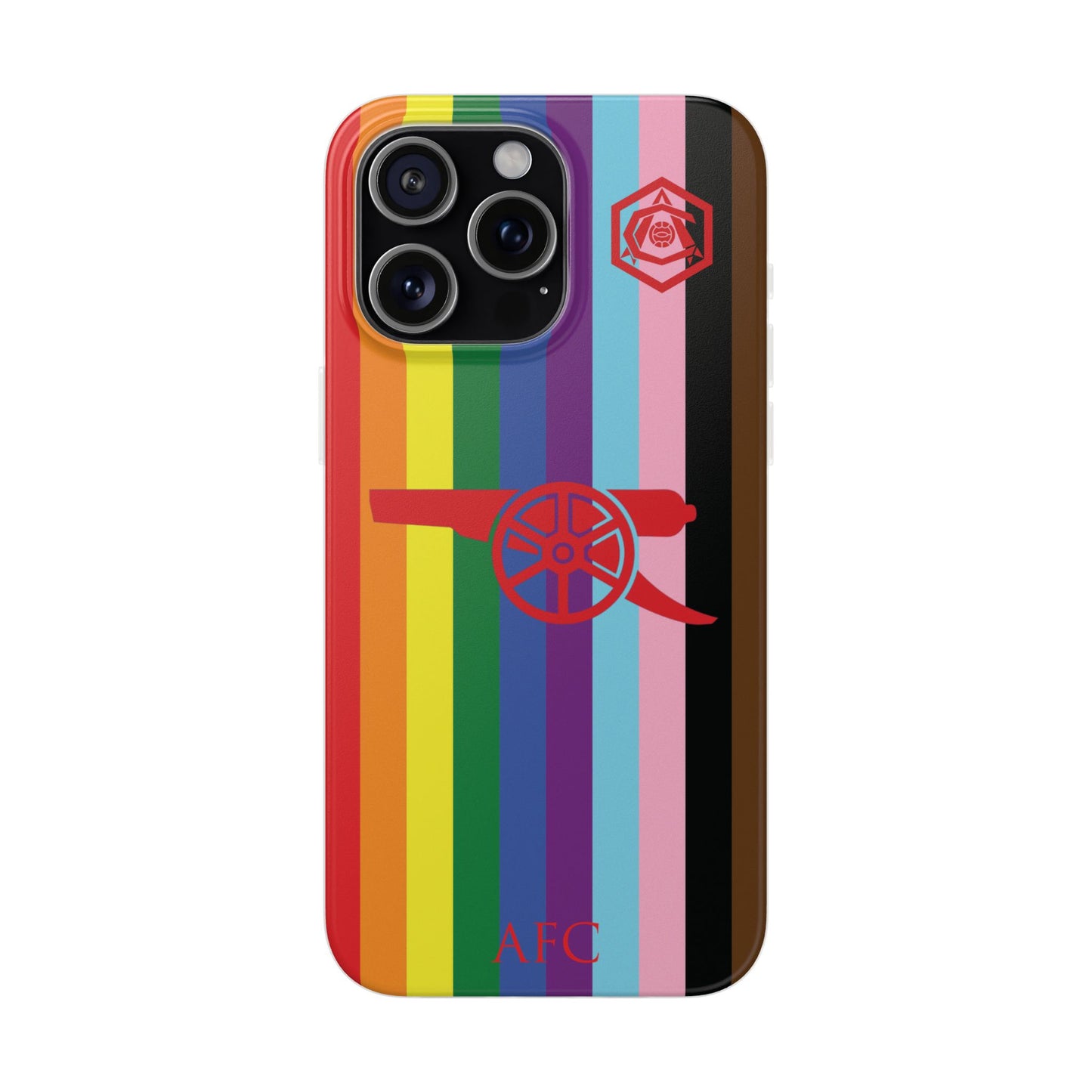 Arsenal Cannon & Monogram Rainbow iPhone Flexi Case - iPhone 16, 15, 14, Plus/Pro/Pro Max