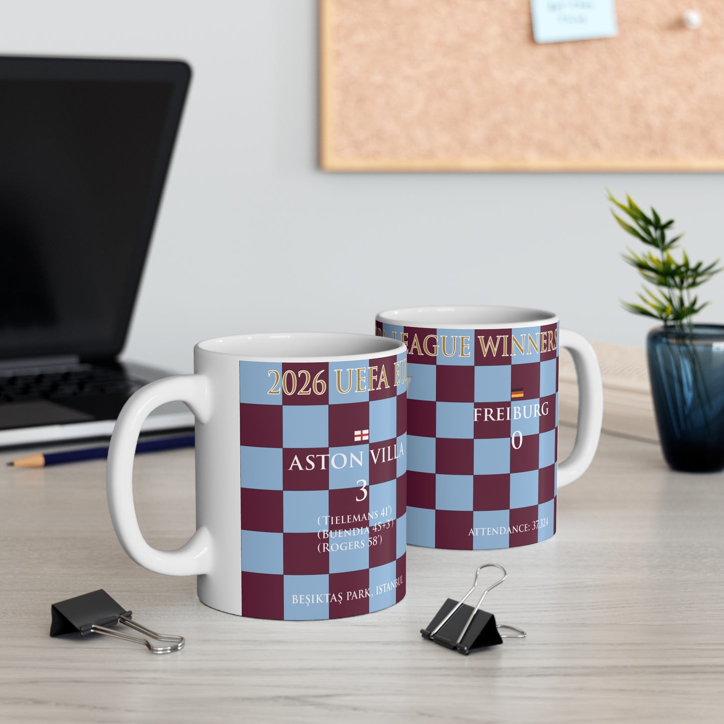 Aston Villa Europa League Winners Mug - Chequered