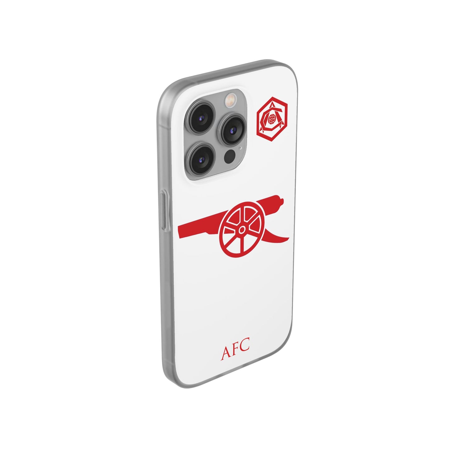 Arsenal Cannon & Monogram White iPhone Flexi Case - iPhone 16, 15, 14, Plus/Pro/Pro Max