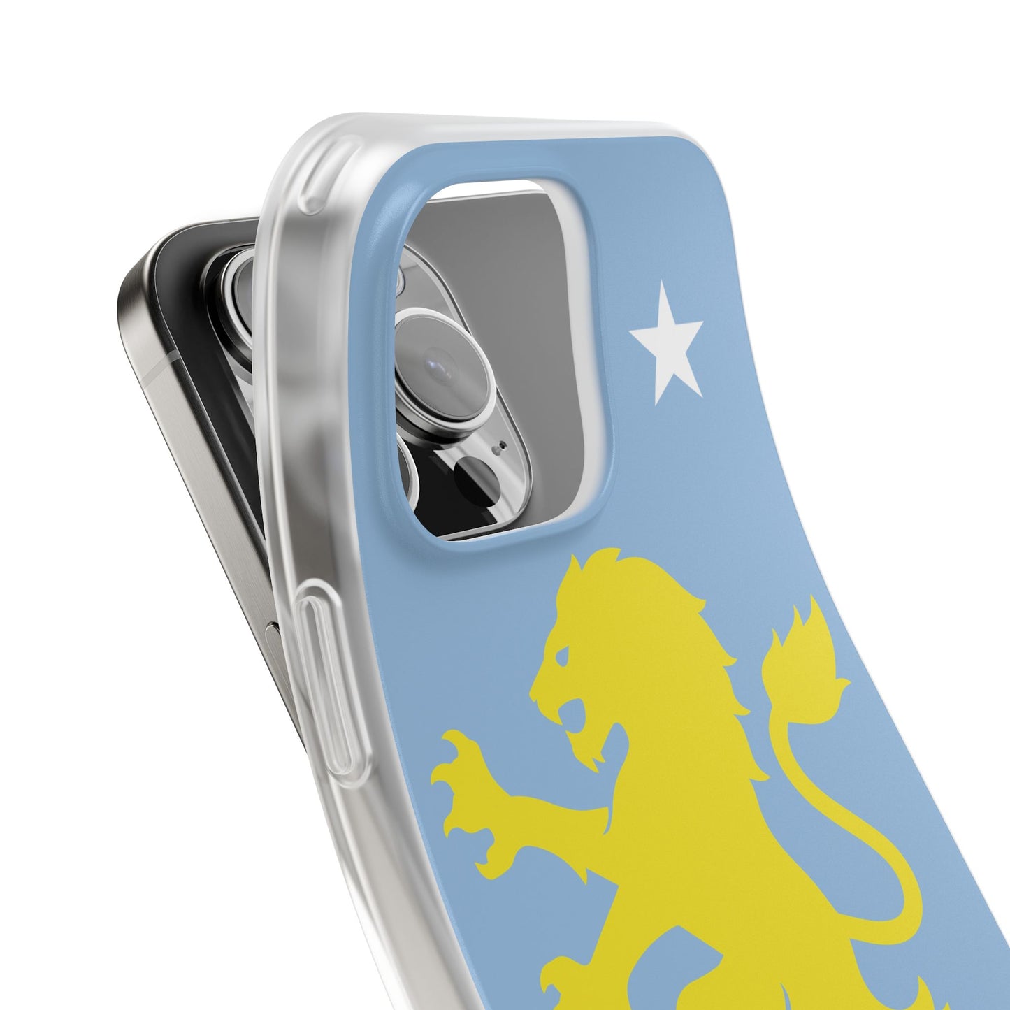 Aston Villa iPhone Flexi Case - iPhone 16, 15, 14, Plus/Pro/Pro Max - Blue, Yellow Lion