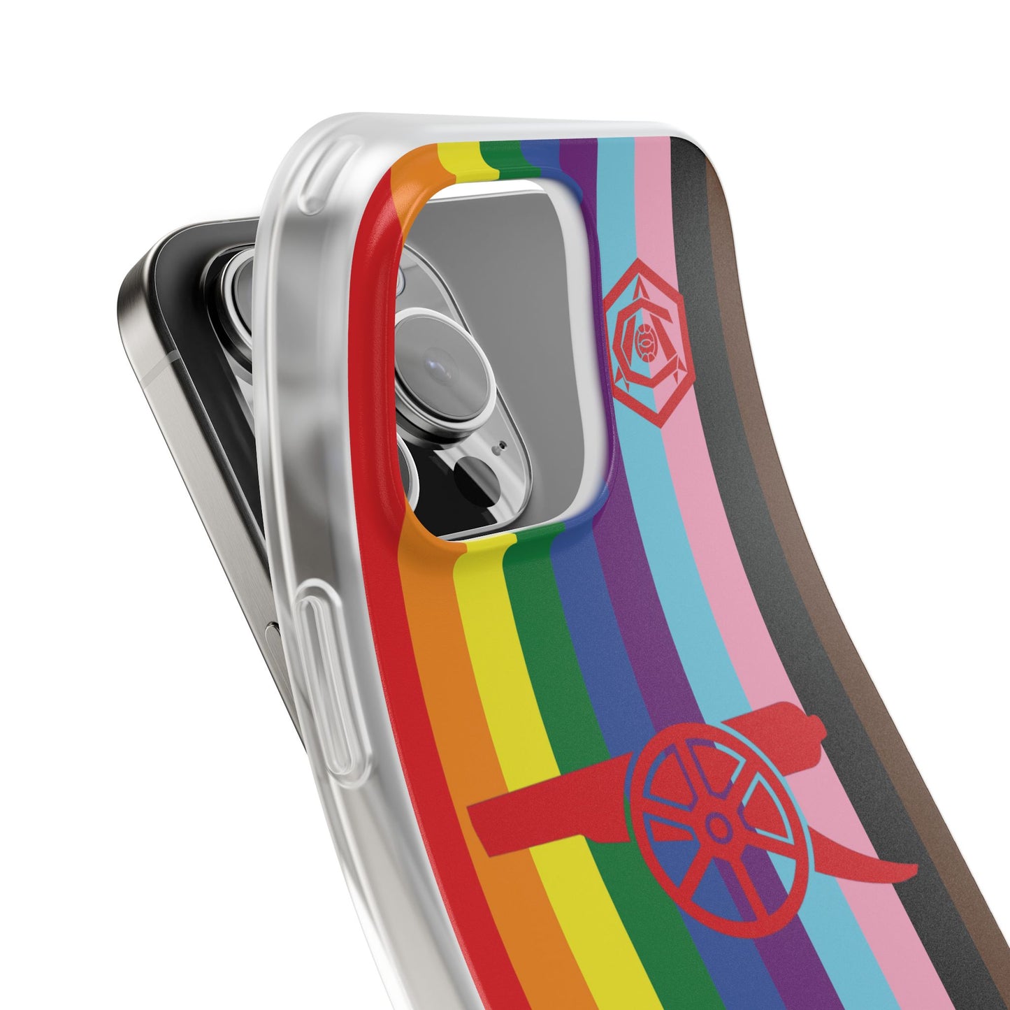 Arsenal Cannon & Monogram Rainbow iPhone Flexi Case - iPhone 16, 15, 14, Plus/Pro/Pro Max