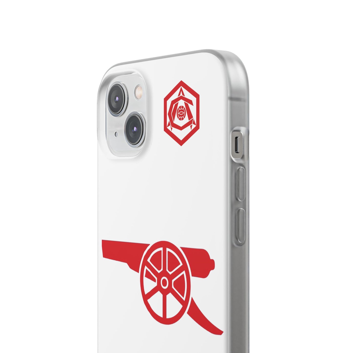 Arsenal Cannon & Monogram White iPhone Flexi Case - iPhone 16, 15, 14, Plus/Pro/Pro Max