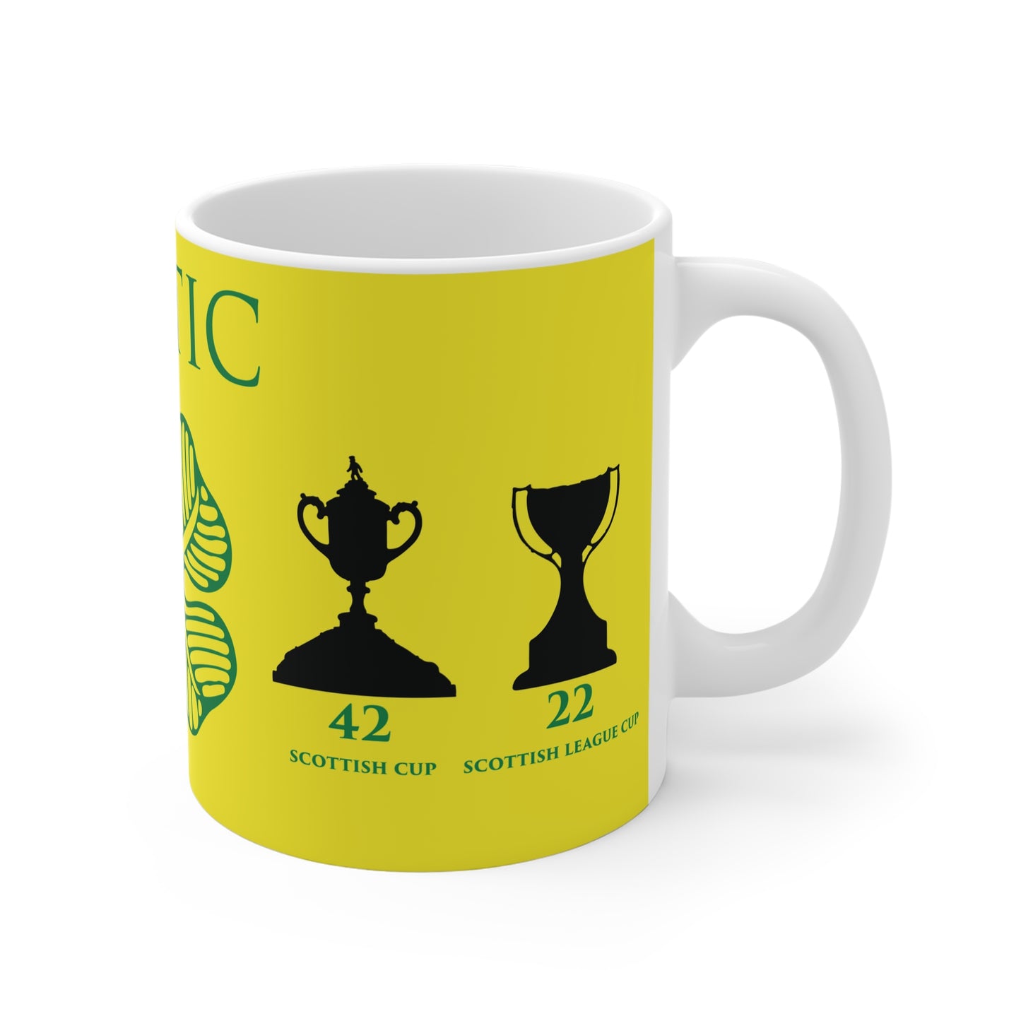 Celtic Trophies & Clover Mug - Yellow