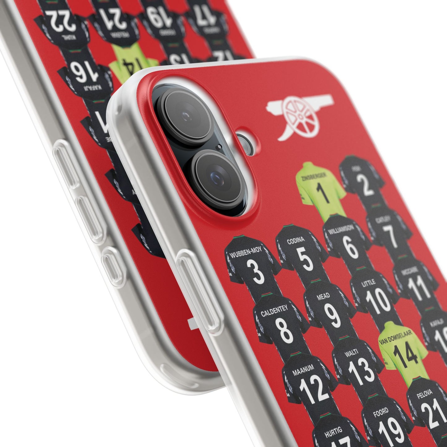 Arsenal Women Away Kit iPhone Flexi Case - iPhone 16, 15, 14, 13, 12, Mini/Plus/Pro/Pro Max - Red